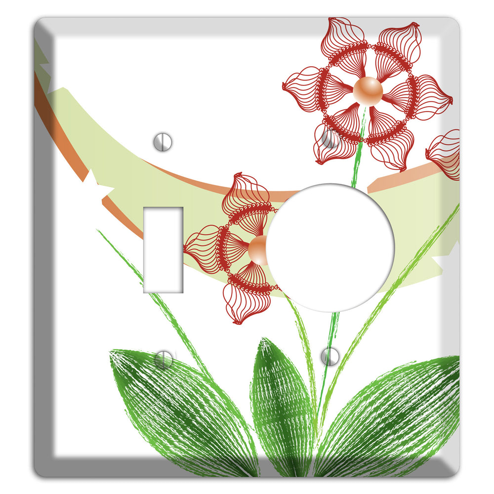 Green Abstract Flowers Toggle / Receptacle Wallplate