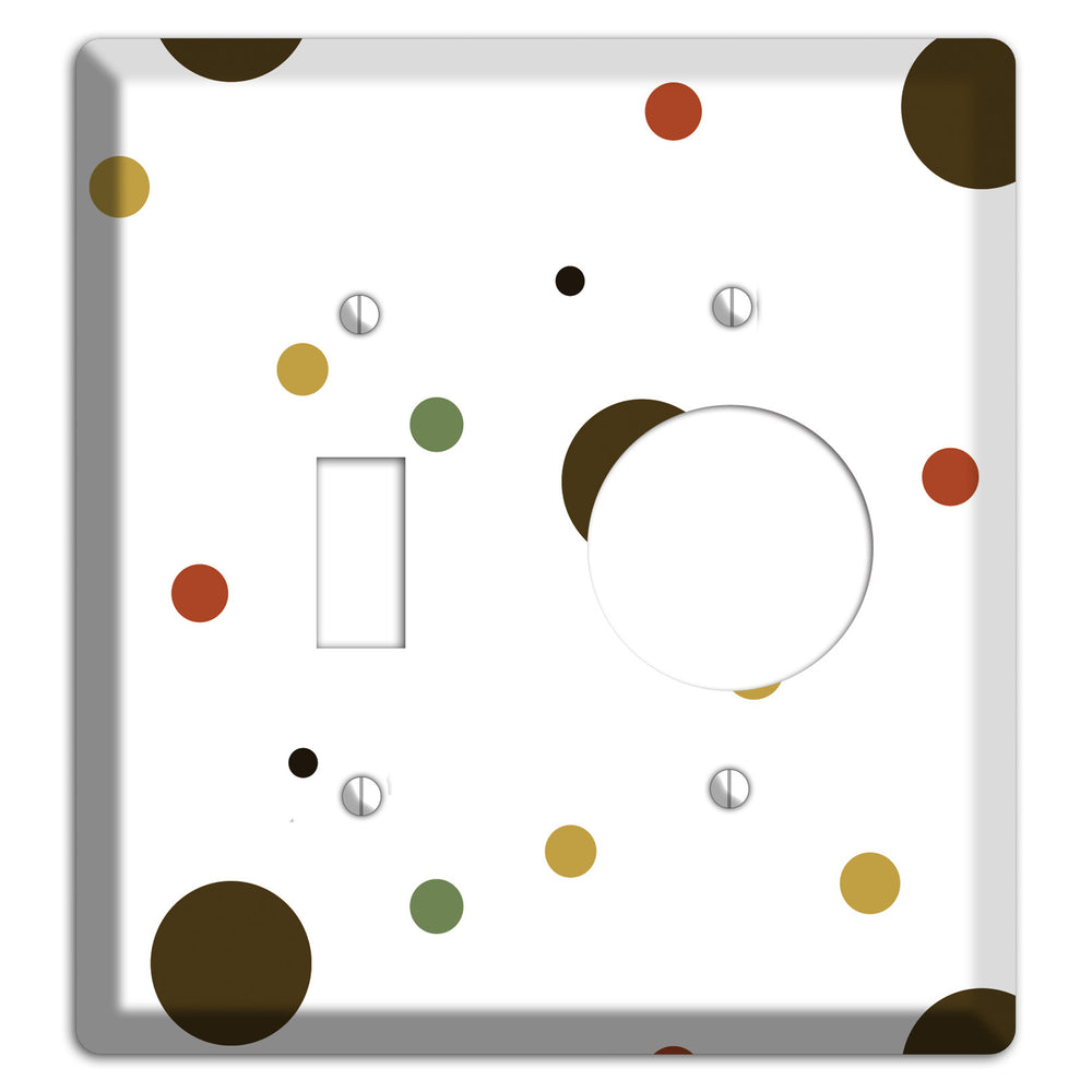 White with Multi Brown Multi Medium Dots Toggle / Receptacle Wallplate
