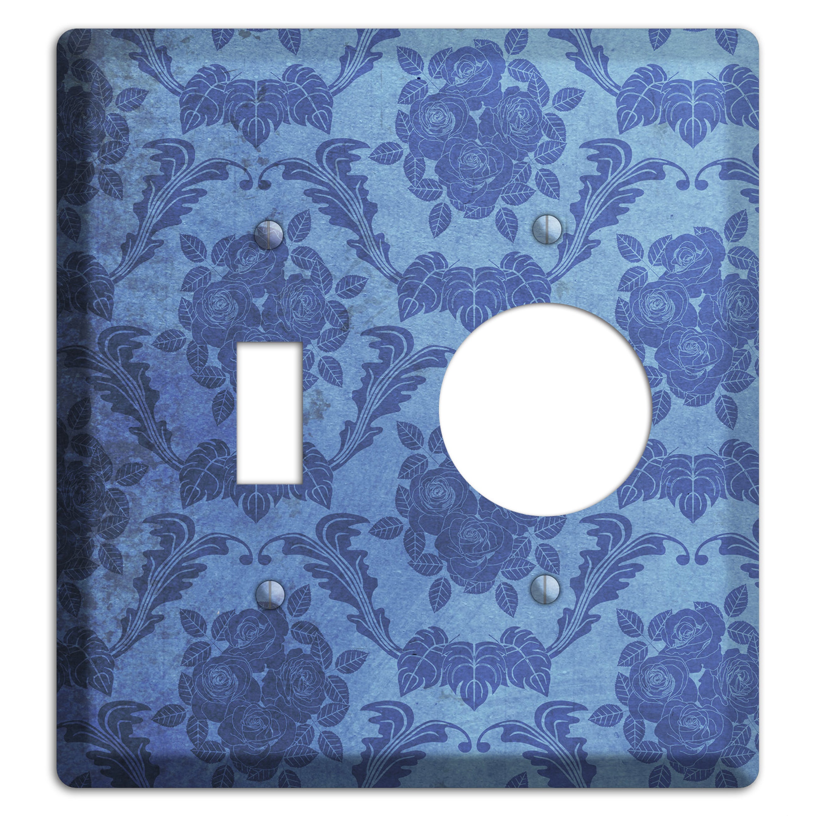 Polo Blue Vintage Rose Damask Toggle / Receptacle Wallplate