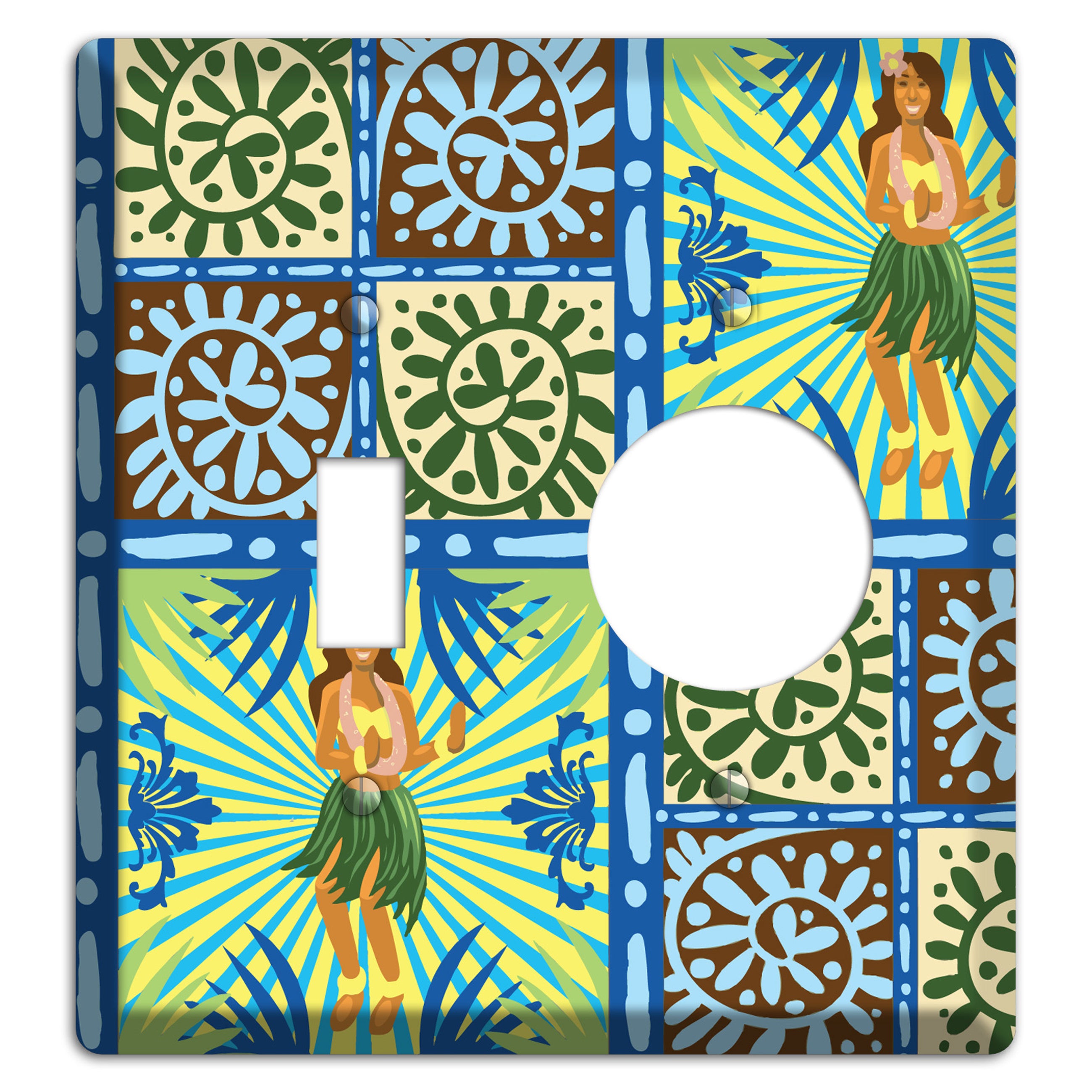 Blue and Green Hula Toggle / Receptacle Wallplate