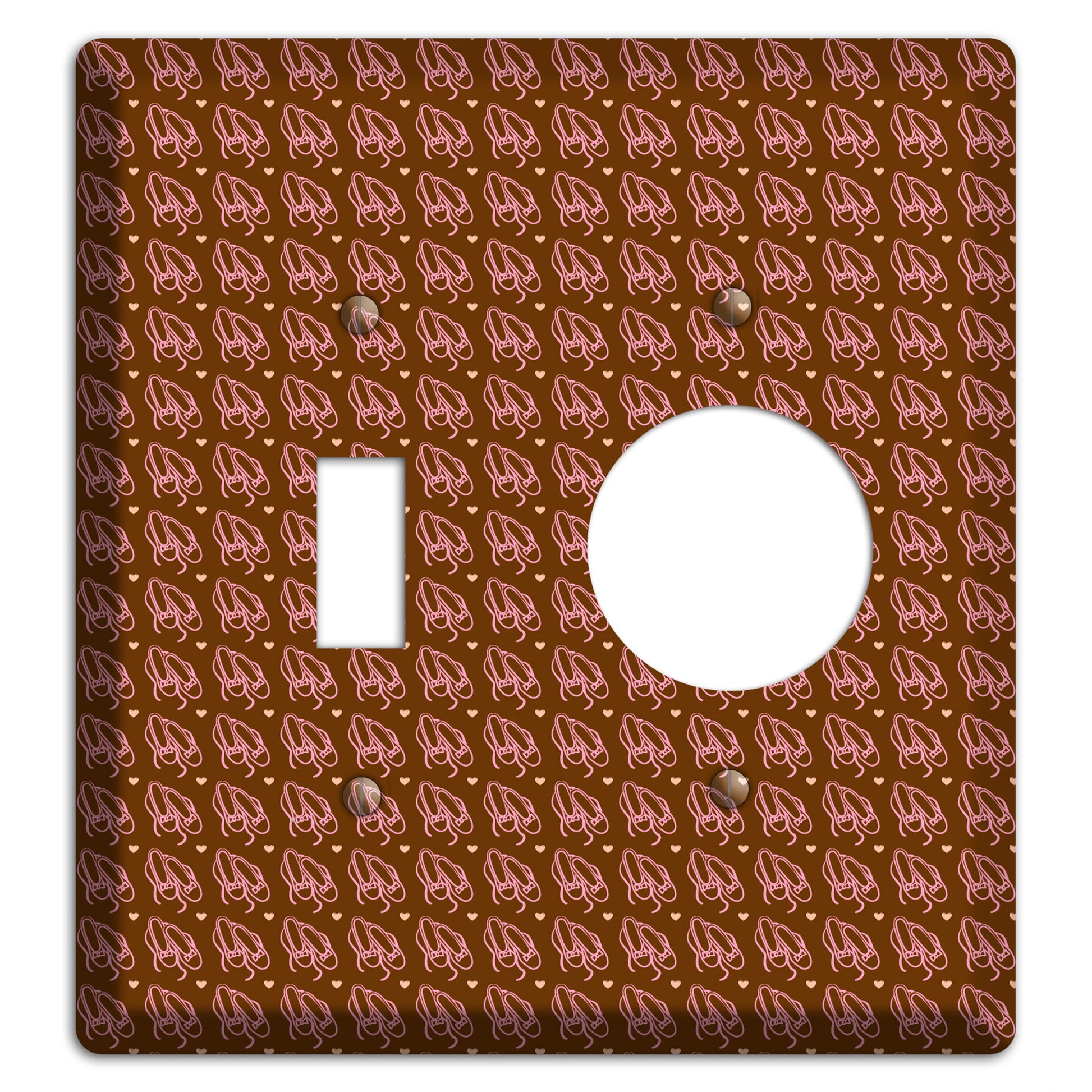 Brown with Pink Ballet Slippers Toggle / Receptacle Wallplate