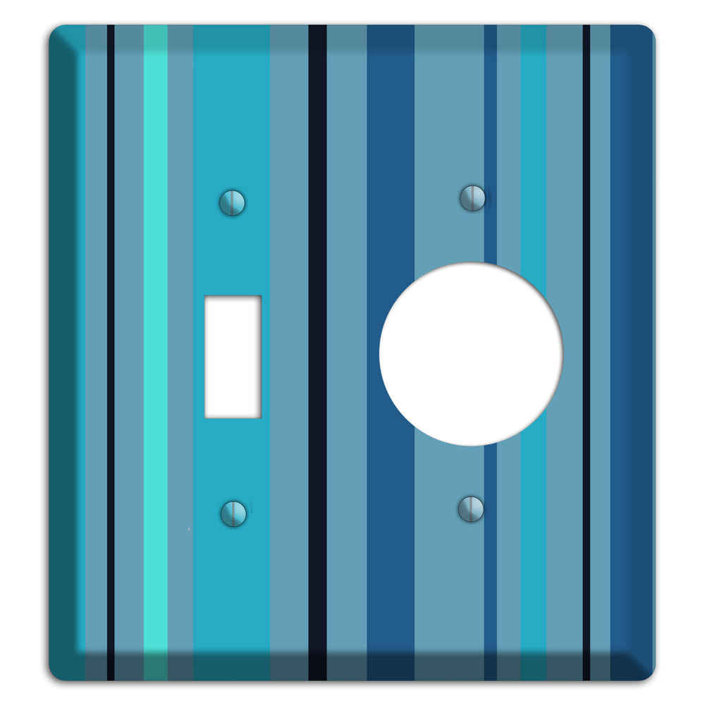 Multi Turquoise Vertical Stripe Toggle / Receptacle Wallplate