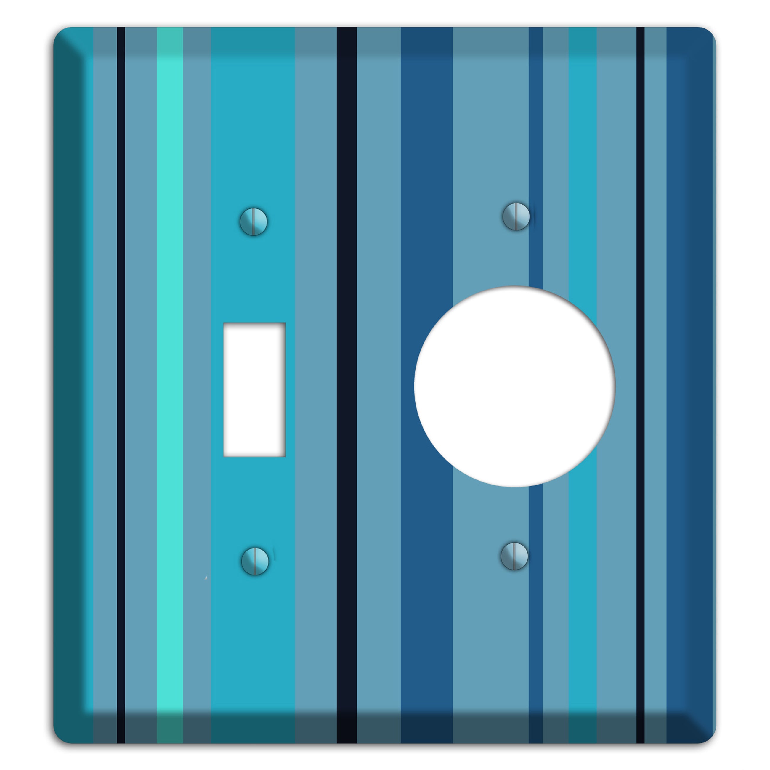 Multi Turquoise Vertical Stripe Toggle / Receptacle Wallplate