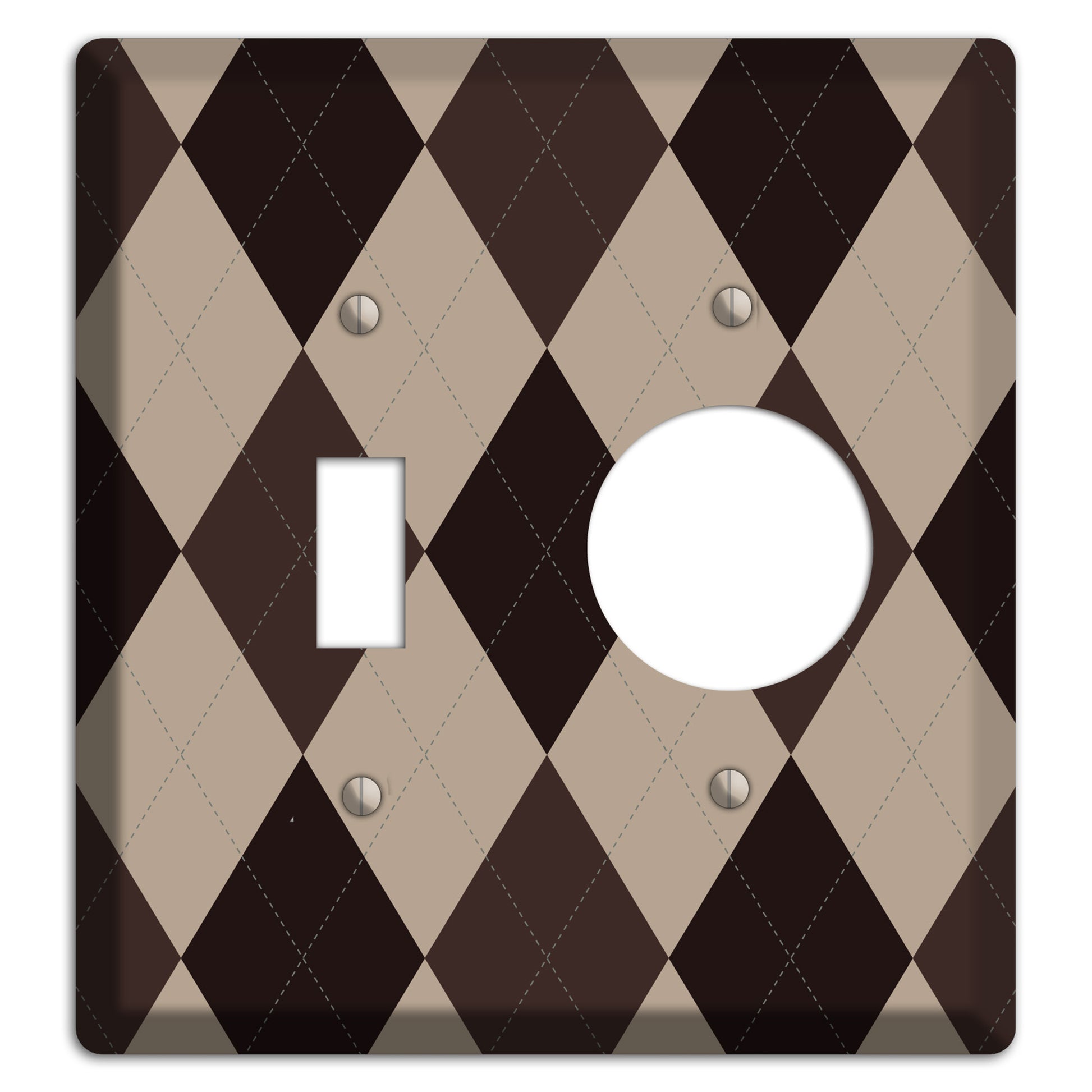 Brown and Beige Argyle Toggle / Receptacle Wallplate