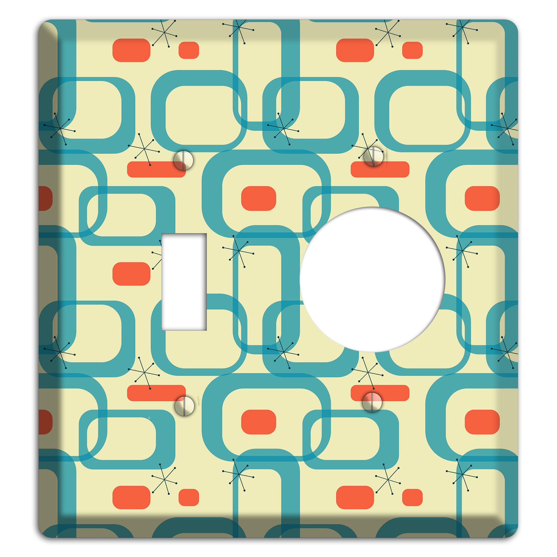 Blue and Yellow Oval Toggle / Receptacle Wallplate