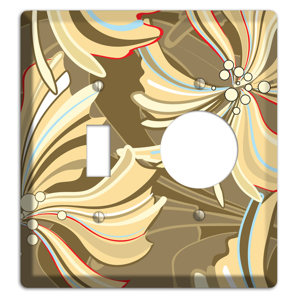 Brown Deco Blossoms Toggle / Receptacle Wallplate