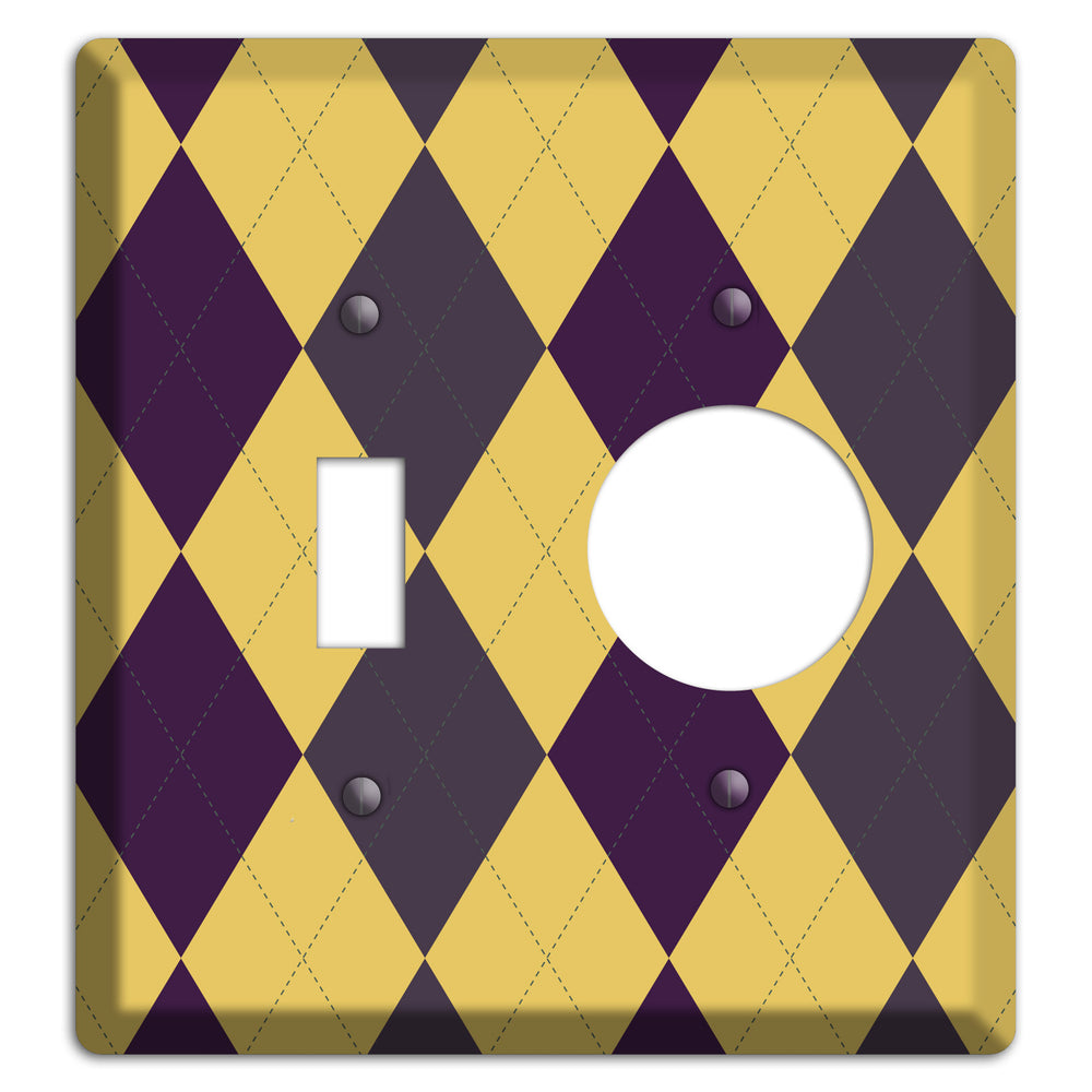 Yellow Plum Brown Argyle Toggle / Receptacle Wallplate