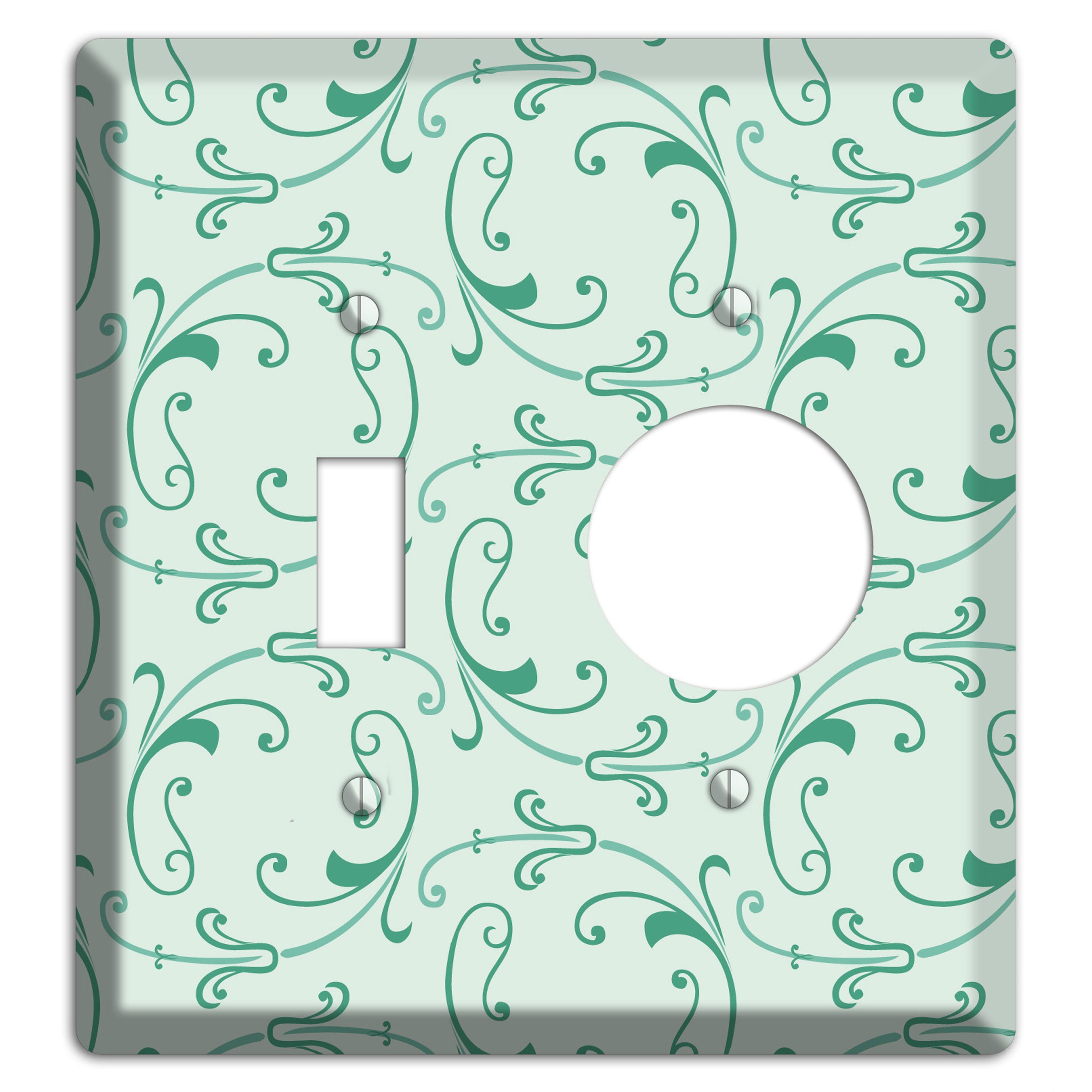 Aqua Victorian Sprig Toggle / Receptacle Wallplate