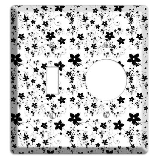 Black and White Flowers Toggle / Receptacle Wallplate