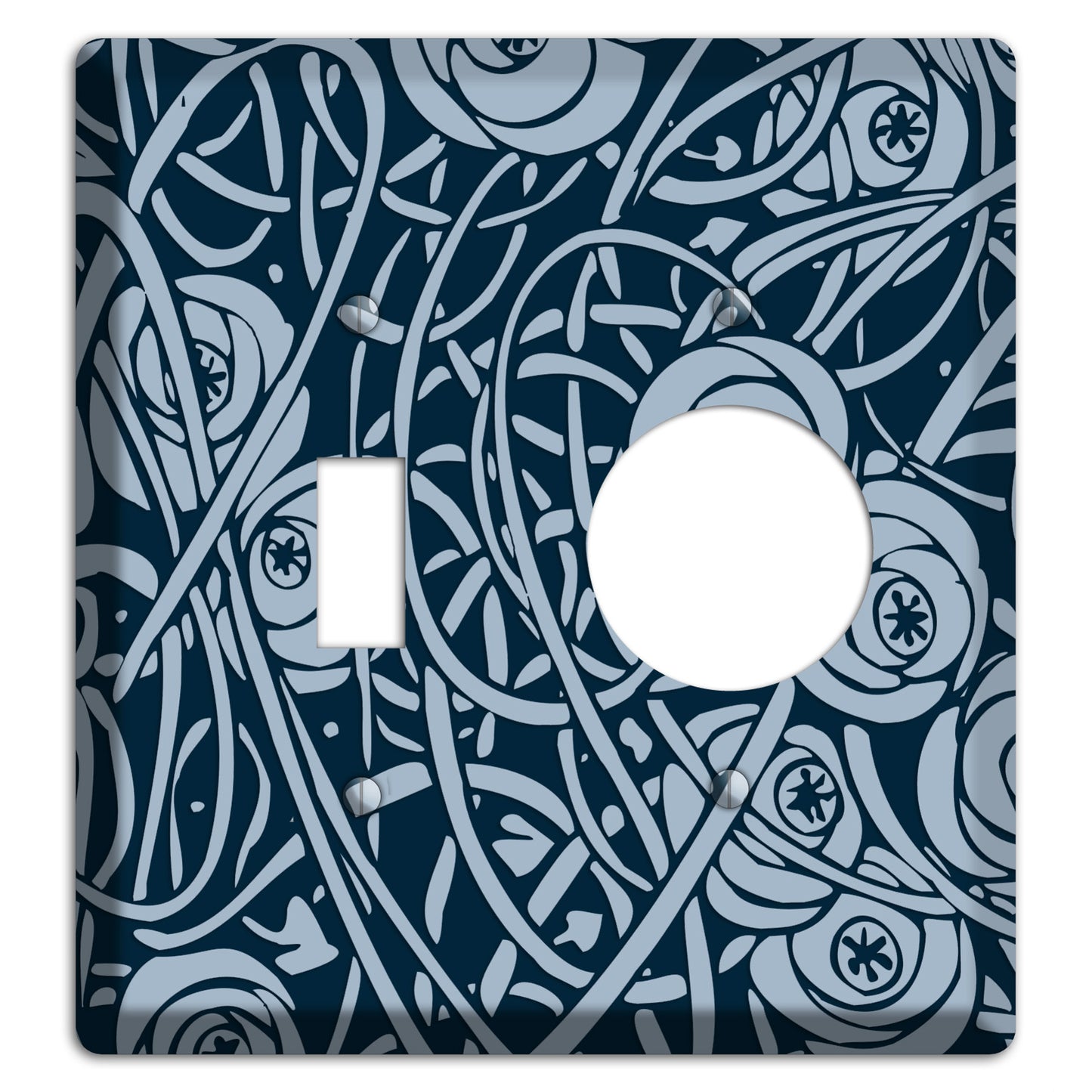 Navy Abstract Floral Toggle / Receptacle Wallplate