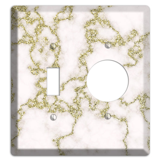 White and Gold Marble Shatter Toggle / Receptacle Wallplate