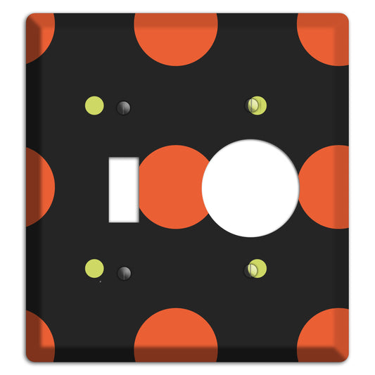 Black wih Orange and Lime Multi Tiled Medium Dots Toggle / Receptacle Wallplate