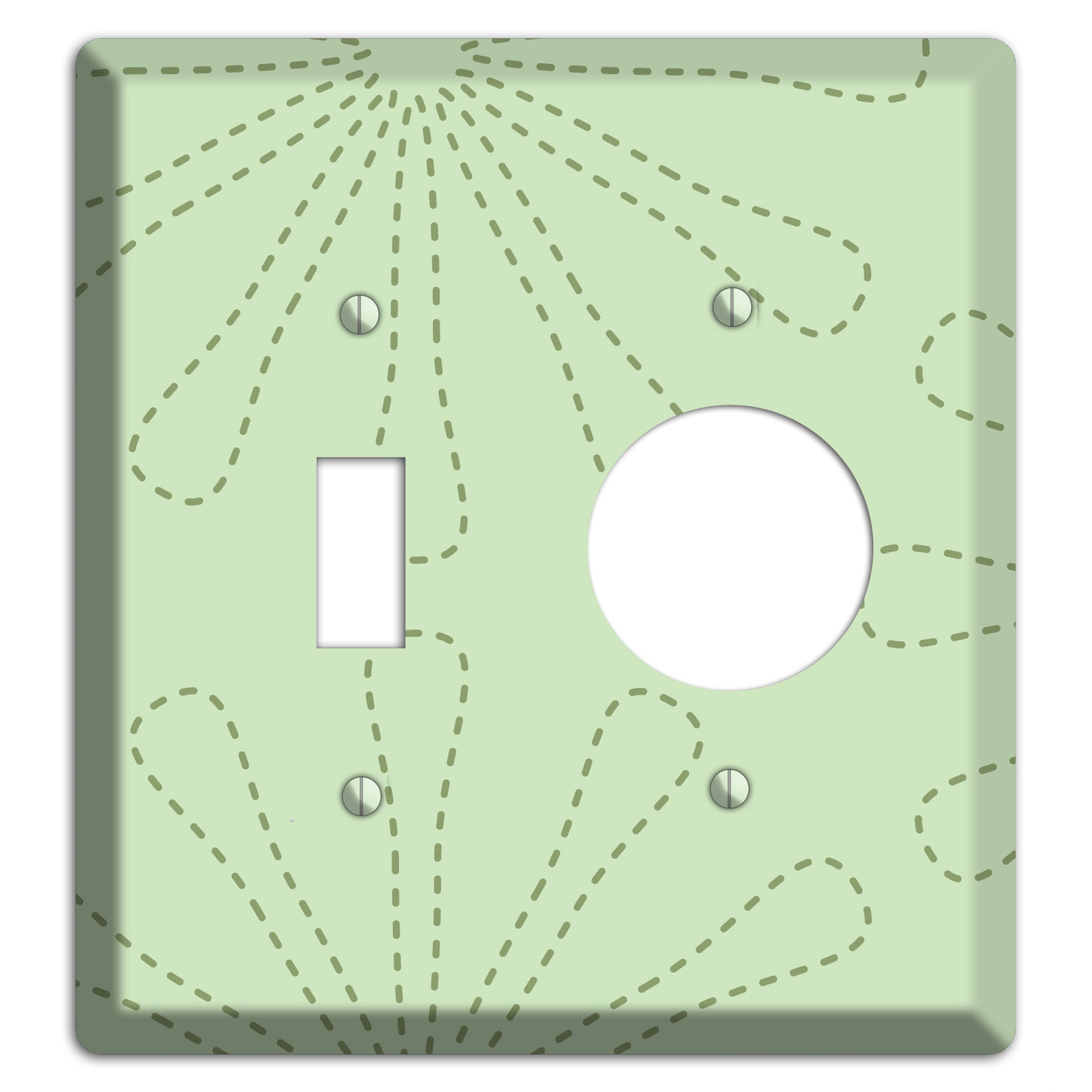 Sage Retro Stipple Floral Contour Toggle / Receptacle Wallplate