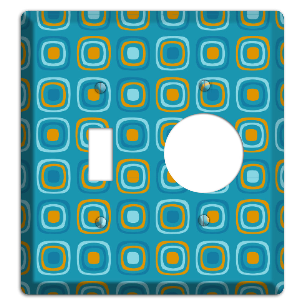 Teal and Mustard Rounded Squares Toggle / Receptacle Wallplate