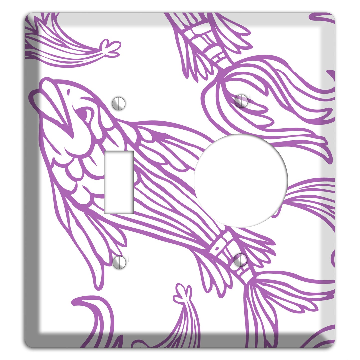 Purple and White Koi Toggle / Receptacle Wallplate