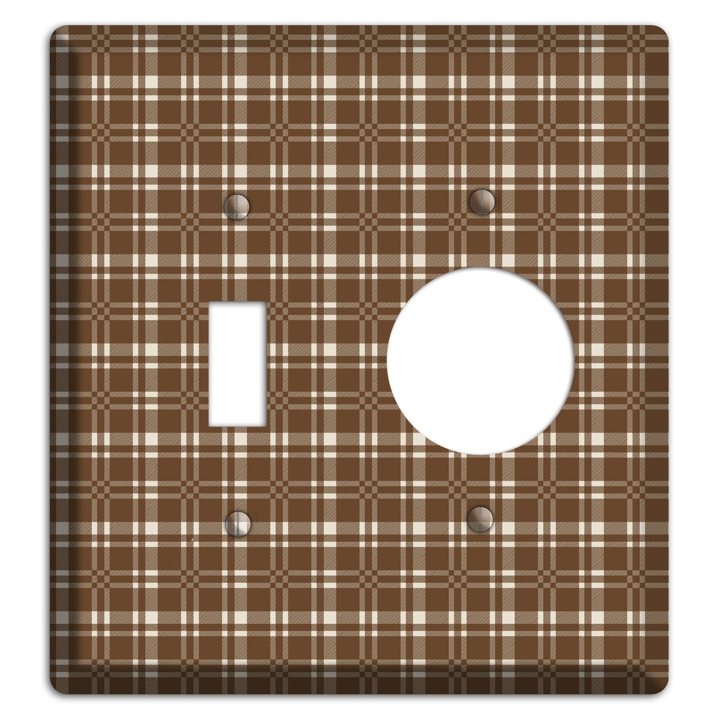 Medium Brown Plaid Toggle / Receptacle Wallplate