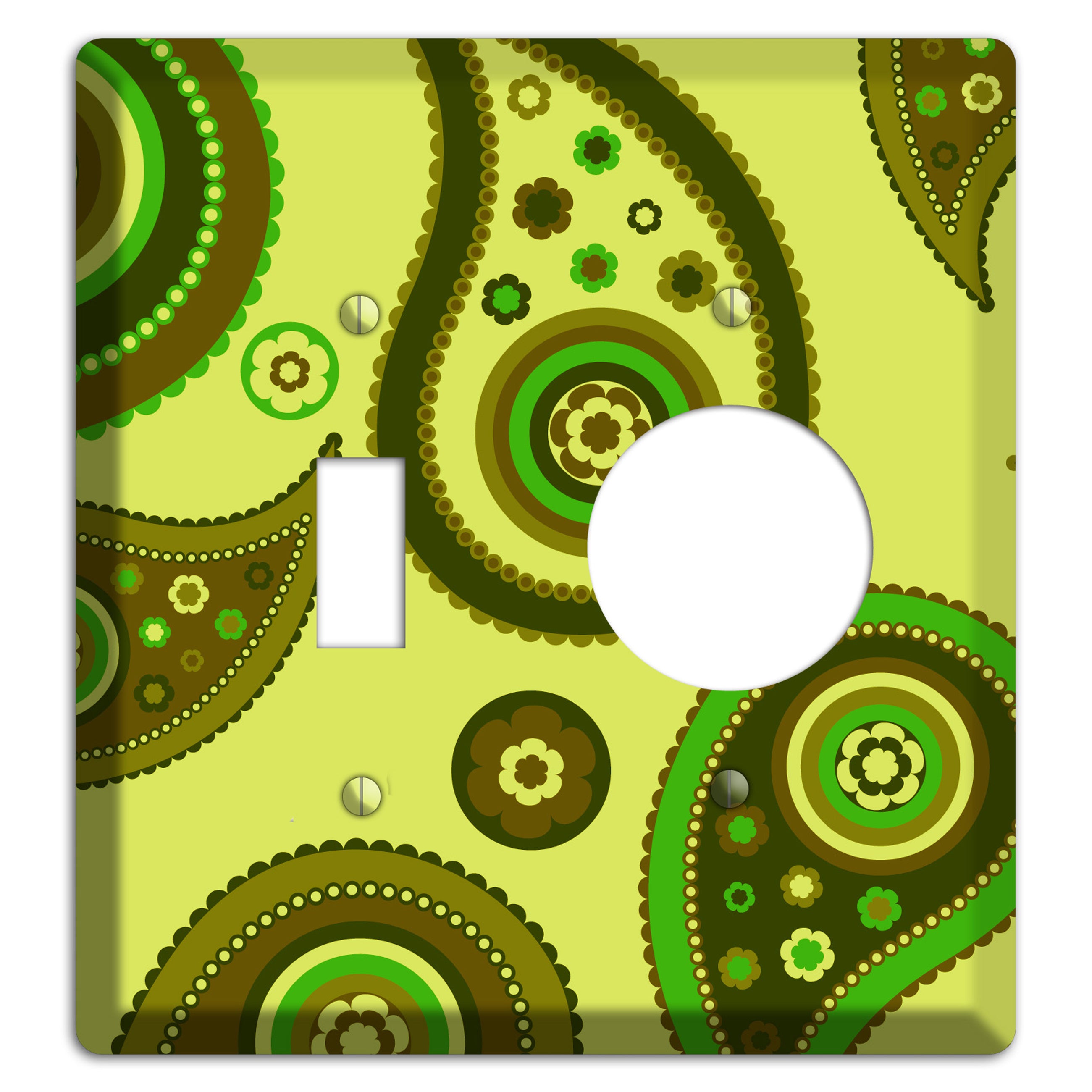Bright Green Paisley Toggle / Receptacle Wallplate