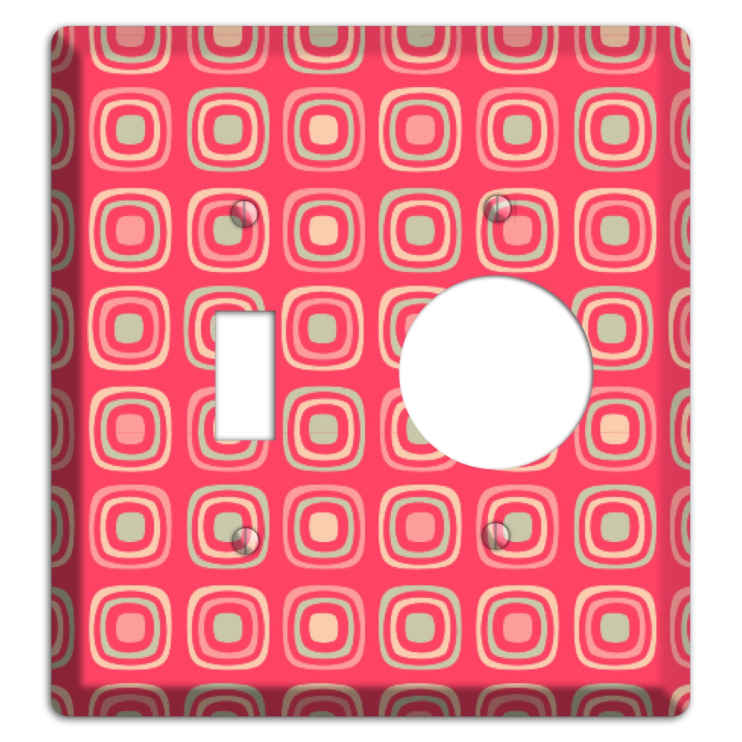Multo Pink Retro Squares Toggle / Receptacle Wallplate