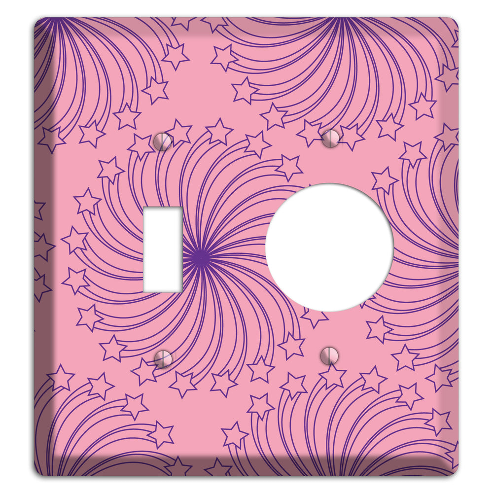Pink with Purple Star Swirl Toggle / Receptacle Wallplate