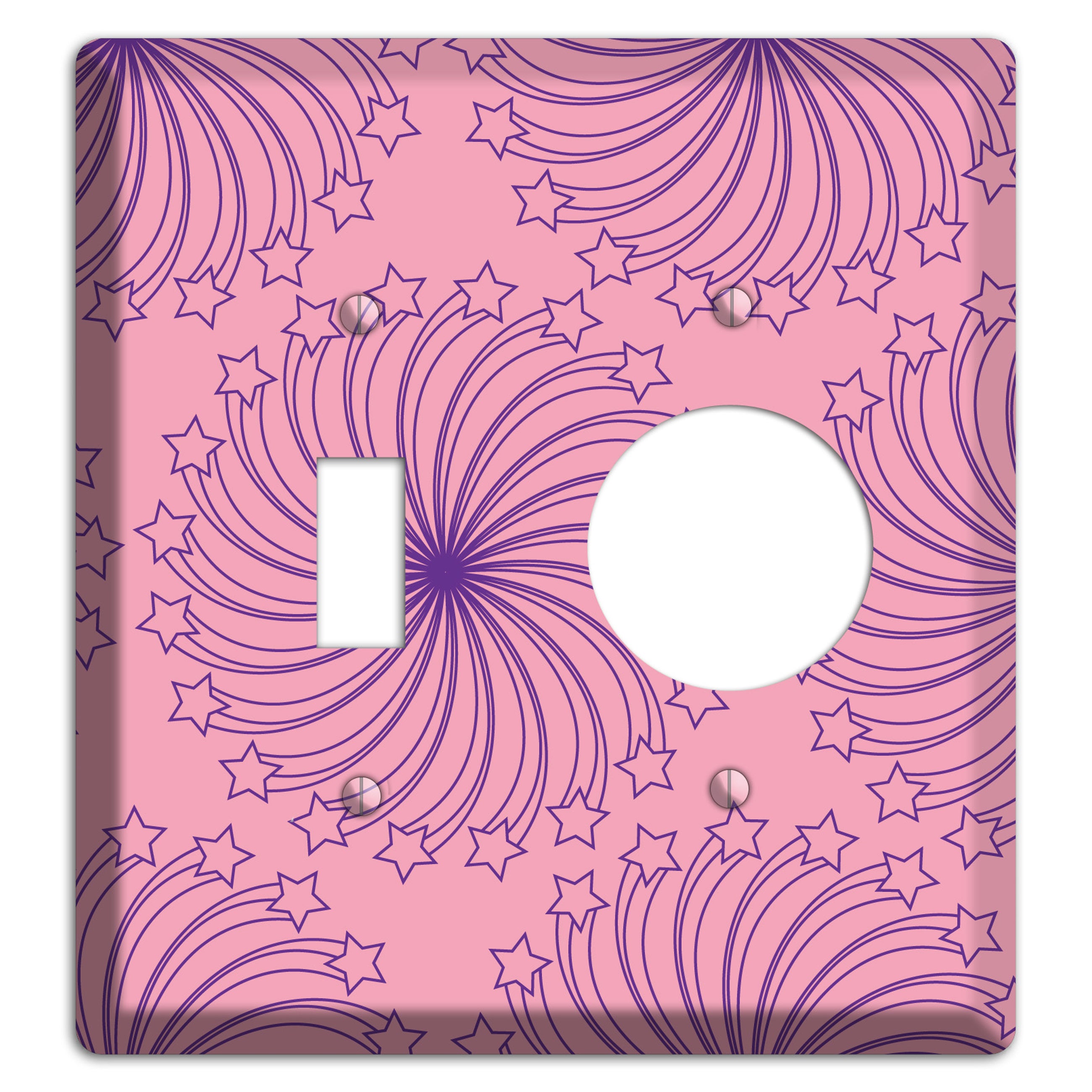 Pink with Purple Star Swirl Toggle / Receptacle Wallplate
