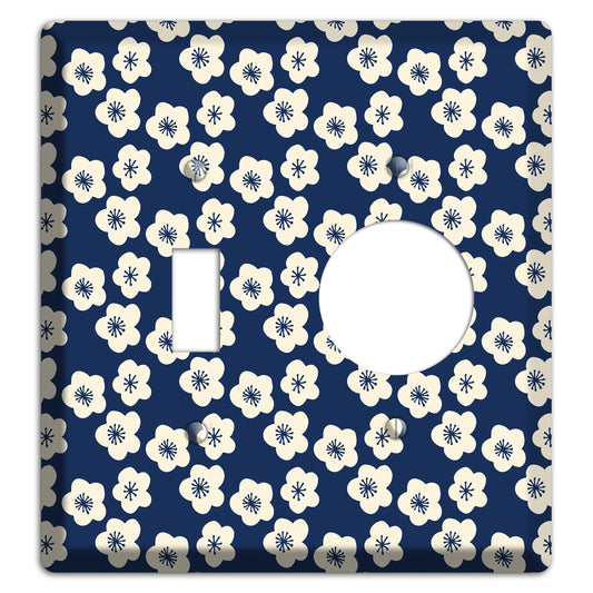 Navy Blossoms Toggle / Receptacle Wallplate