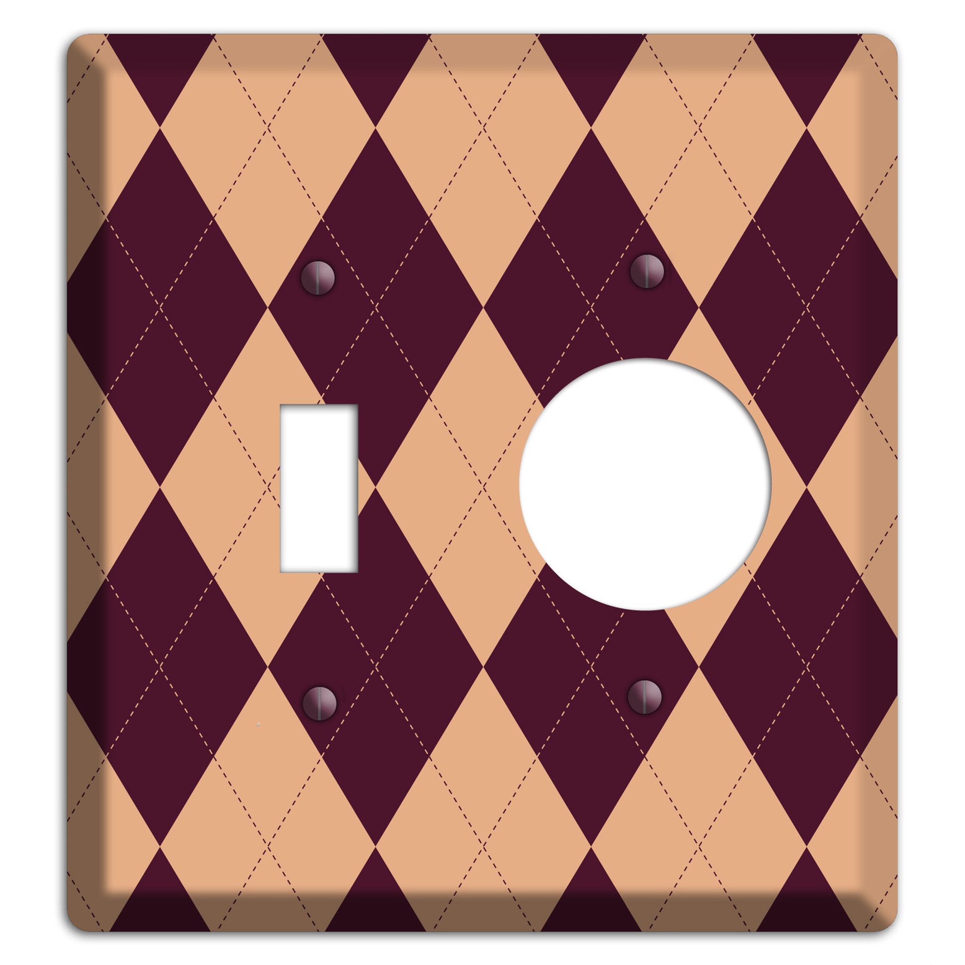 Purple and Beige Argyle Toggle / Receptacle Wallplate