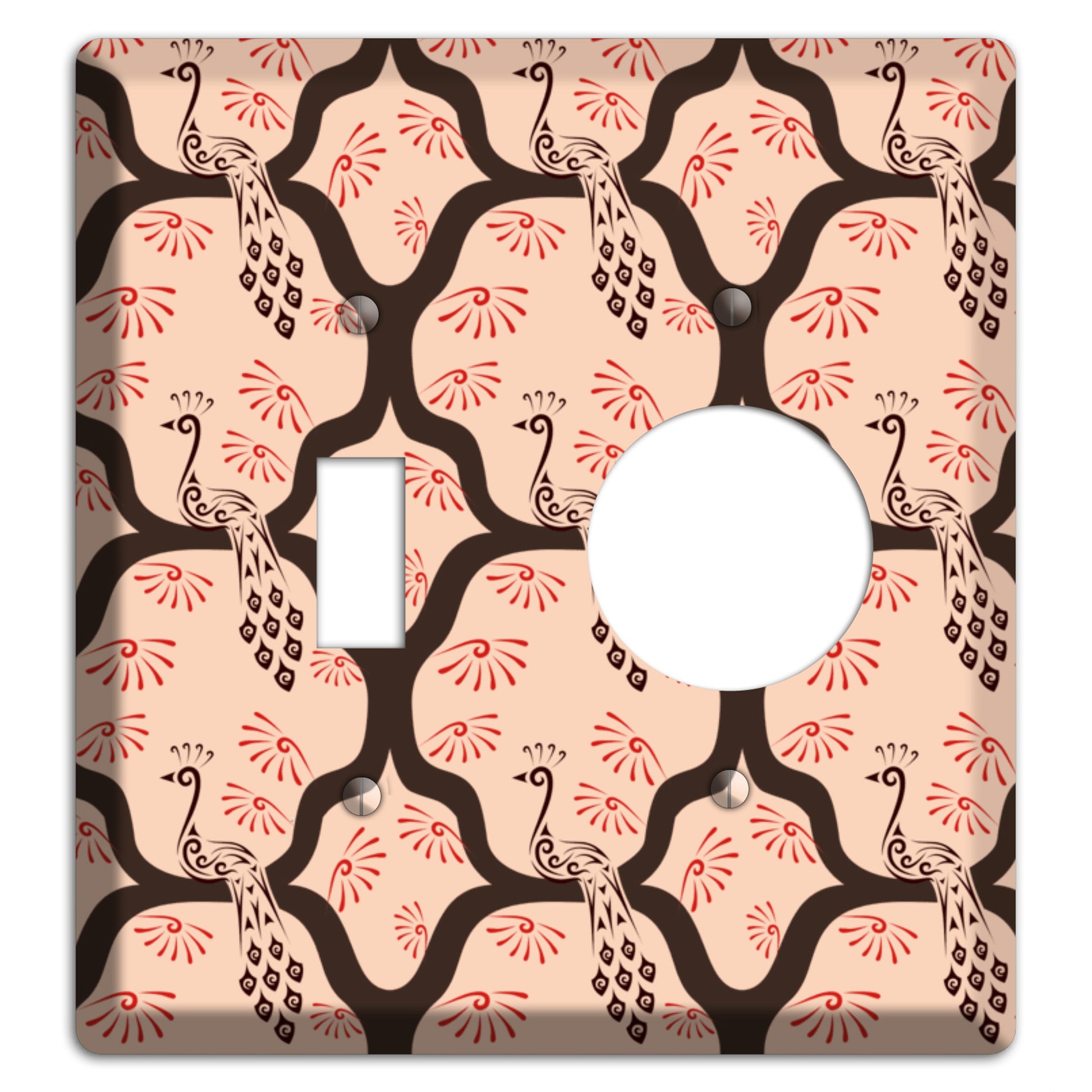 Light Quatrefoil Peacock Toggle / Receptacle Wallplate