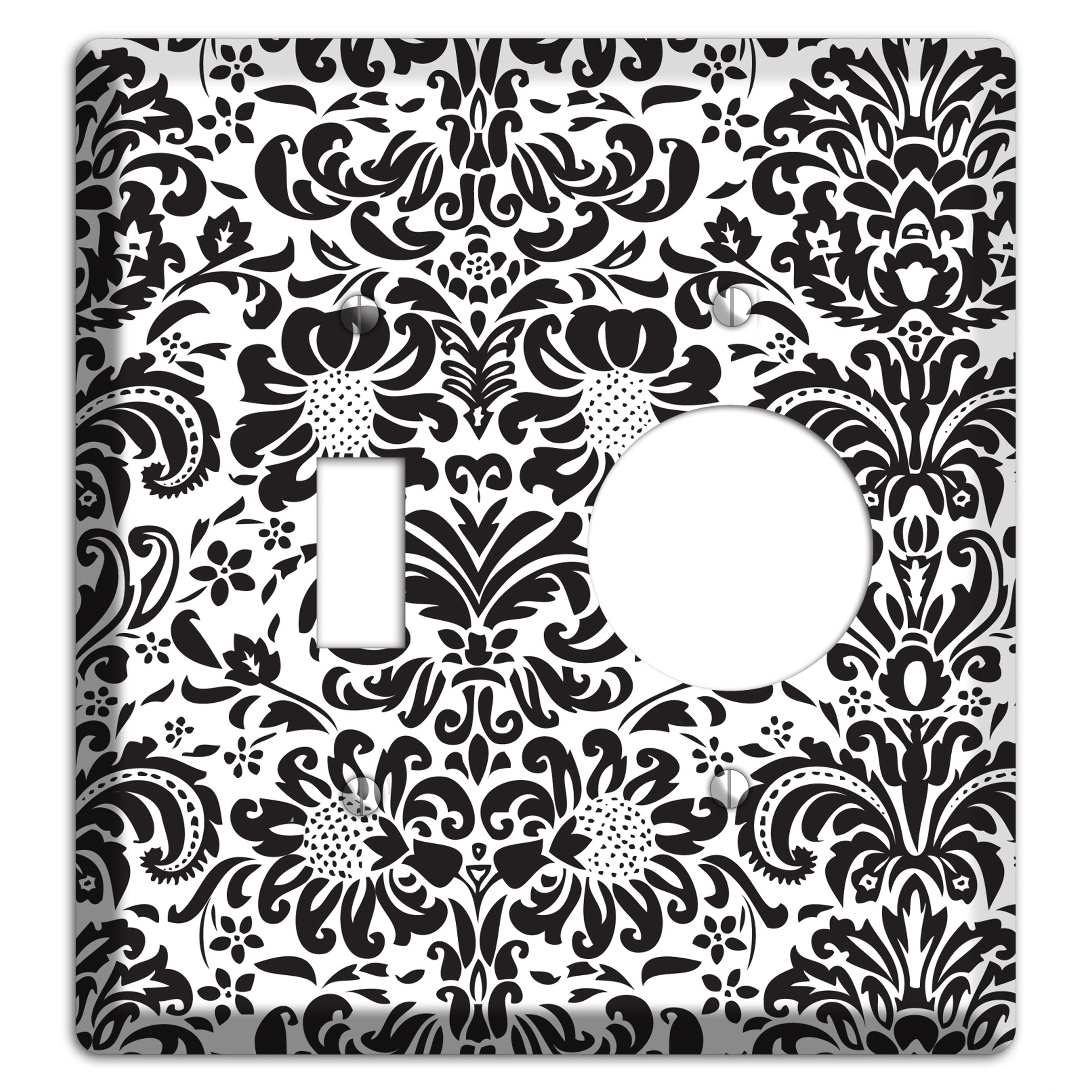 White with Black Toile Toggle / Receptacle Wallplate