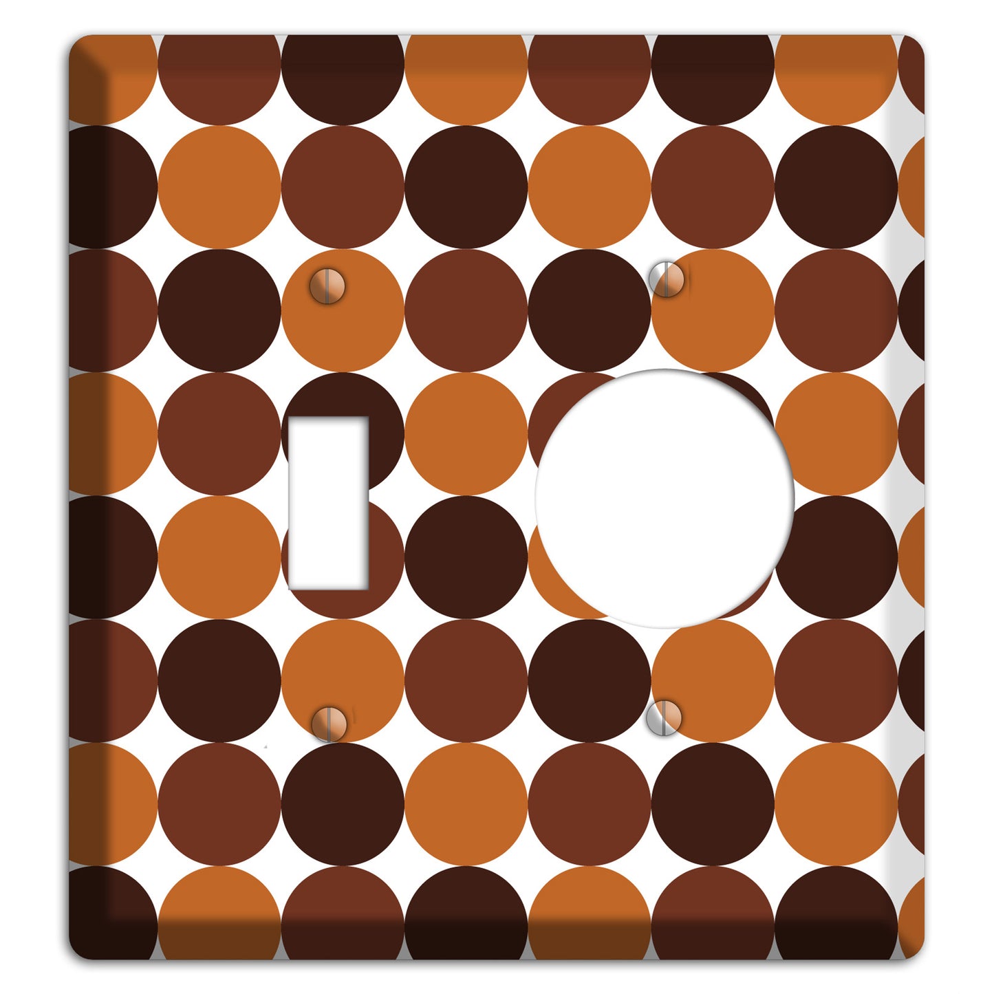 Multi Brown Tiled Dots Toggle / Receptacle Wallplate