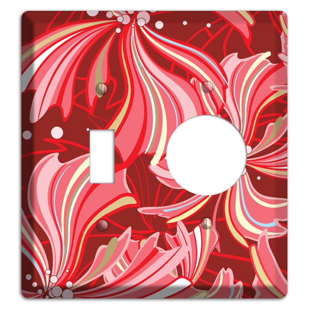 Red Deco Blossoms Toggle / Receptacle Wallplate