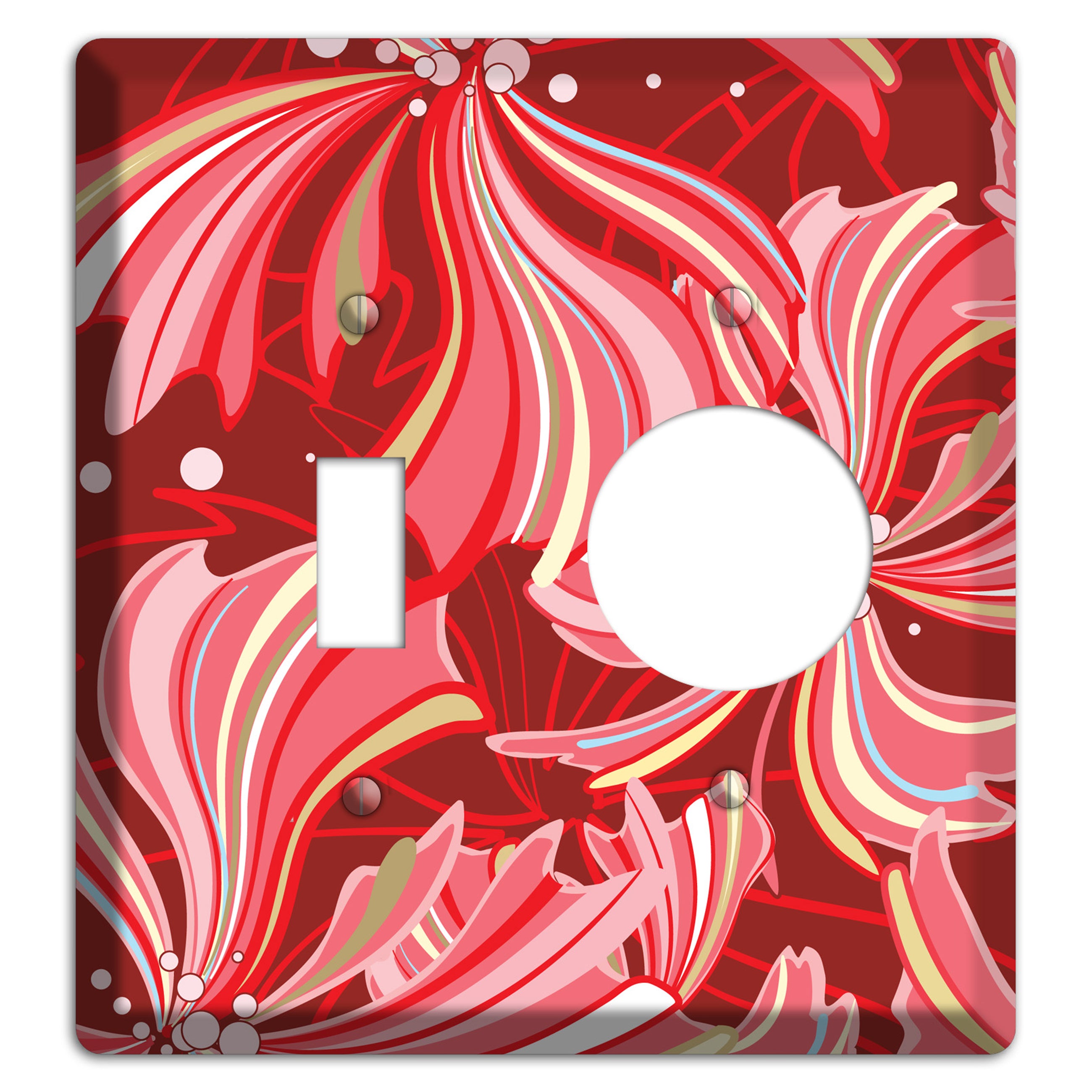 Red Deco Blossoms Toggle / Receptacle Wallplate