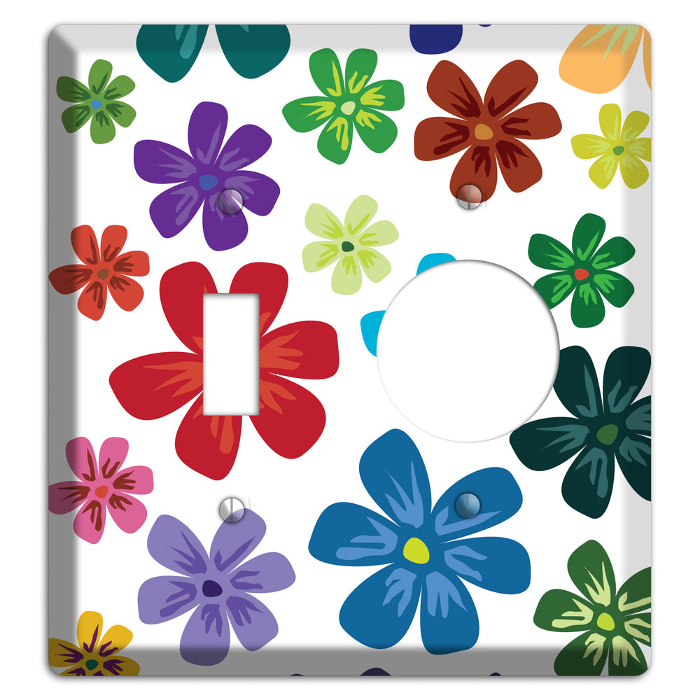 White Flowers Toggle / Receptacle Wallplate