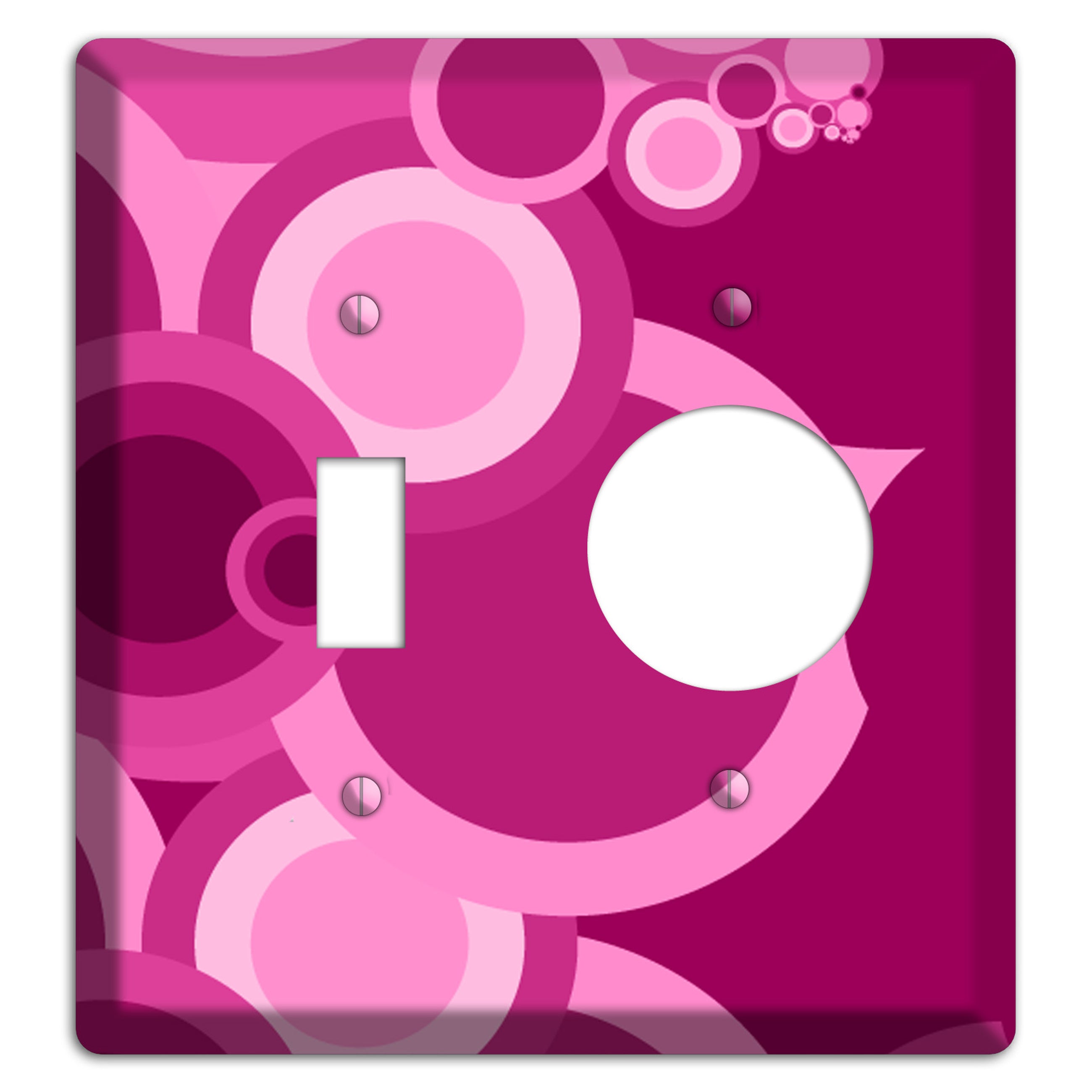 Pink and Fuschia Circles Toggle / Receptacle Wallplate