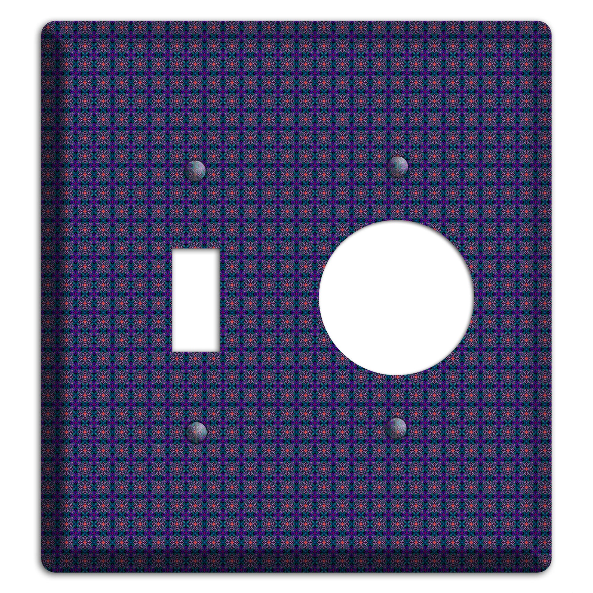 Navy and Purple Tiled Floral Foulard Toggle / Receptacle Wallplate