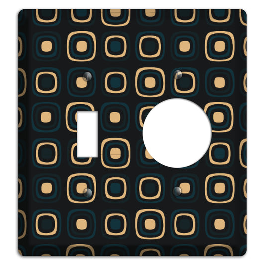 Black and Yellow Rounded Squares Toggle / Receptacle Wallplate