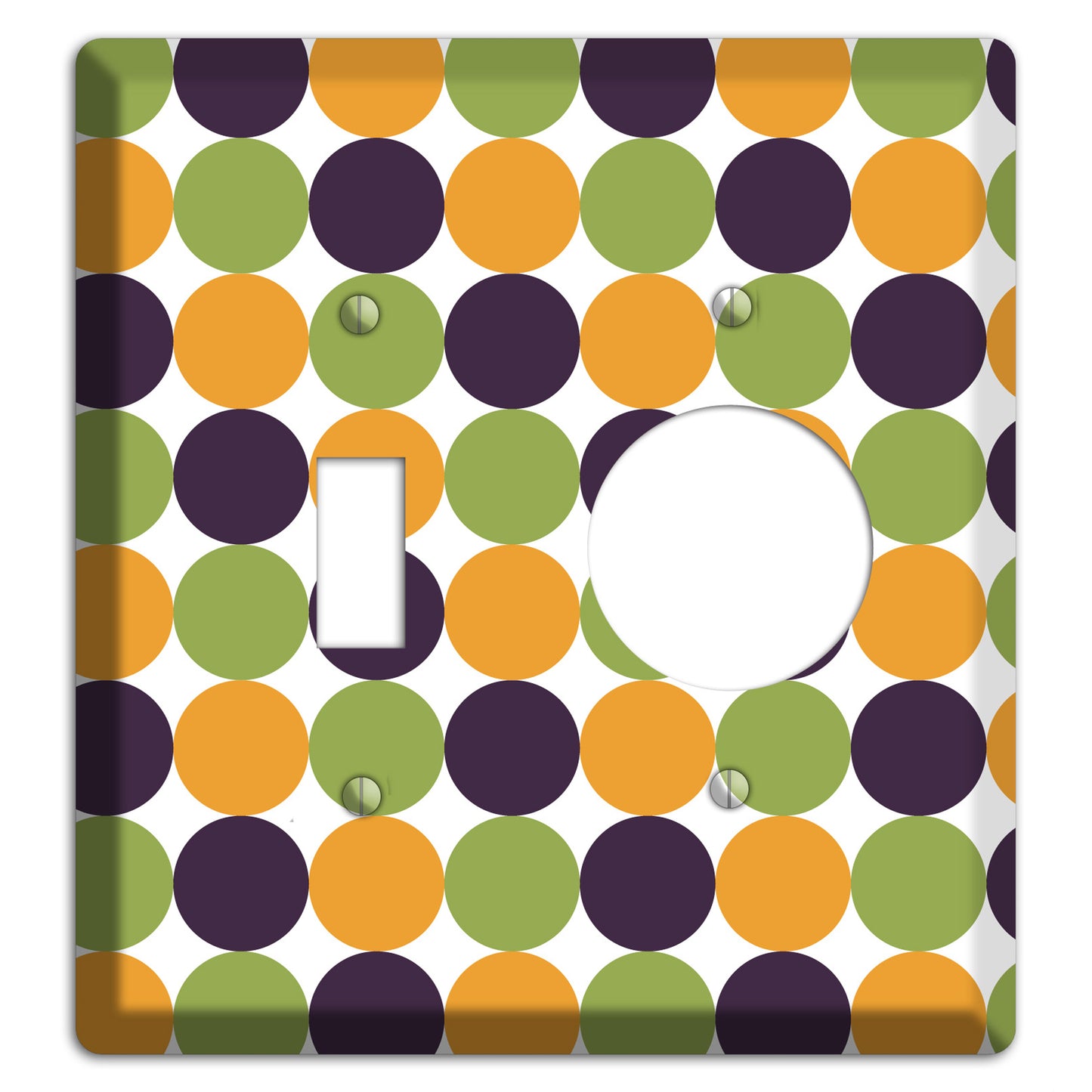 Olive Eggplant Orange Tiled Dots Toggle / Receptacle Wallplate