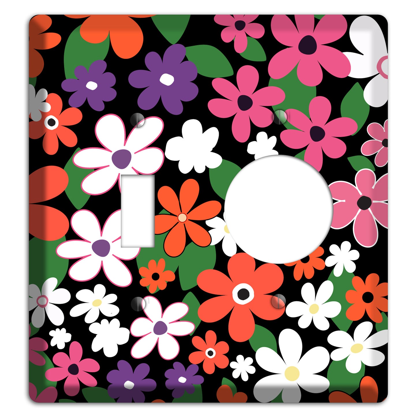 Hippie Flowers Toggle / Receptacle Wallplate
