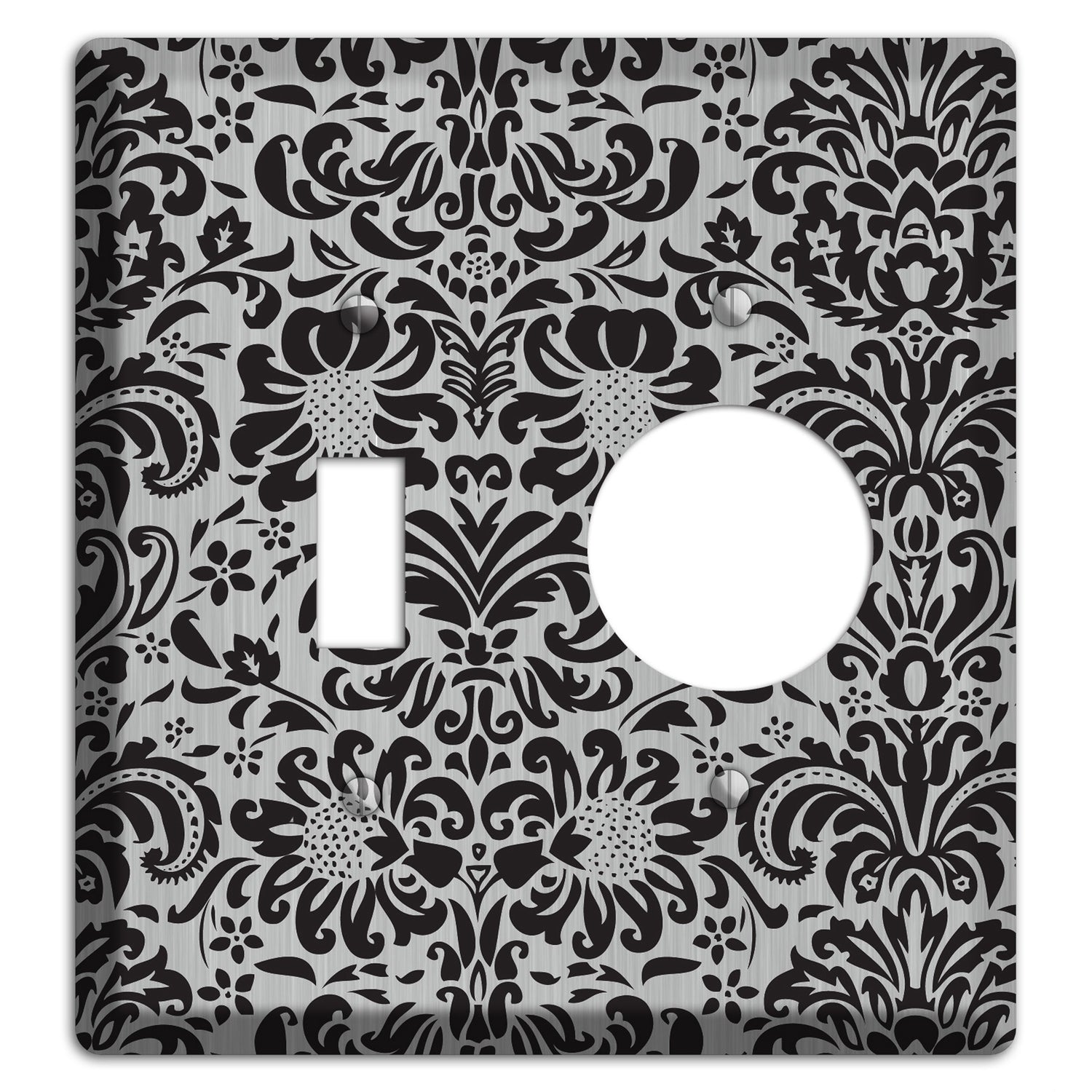 Black Toile  Stainless Toggle / Receptacle Wallplate