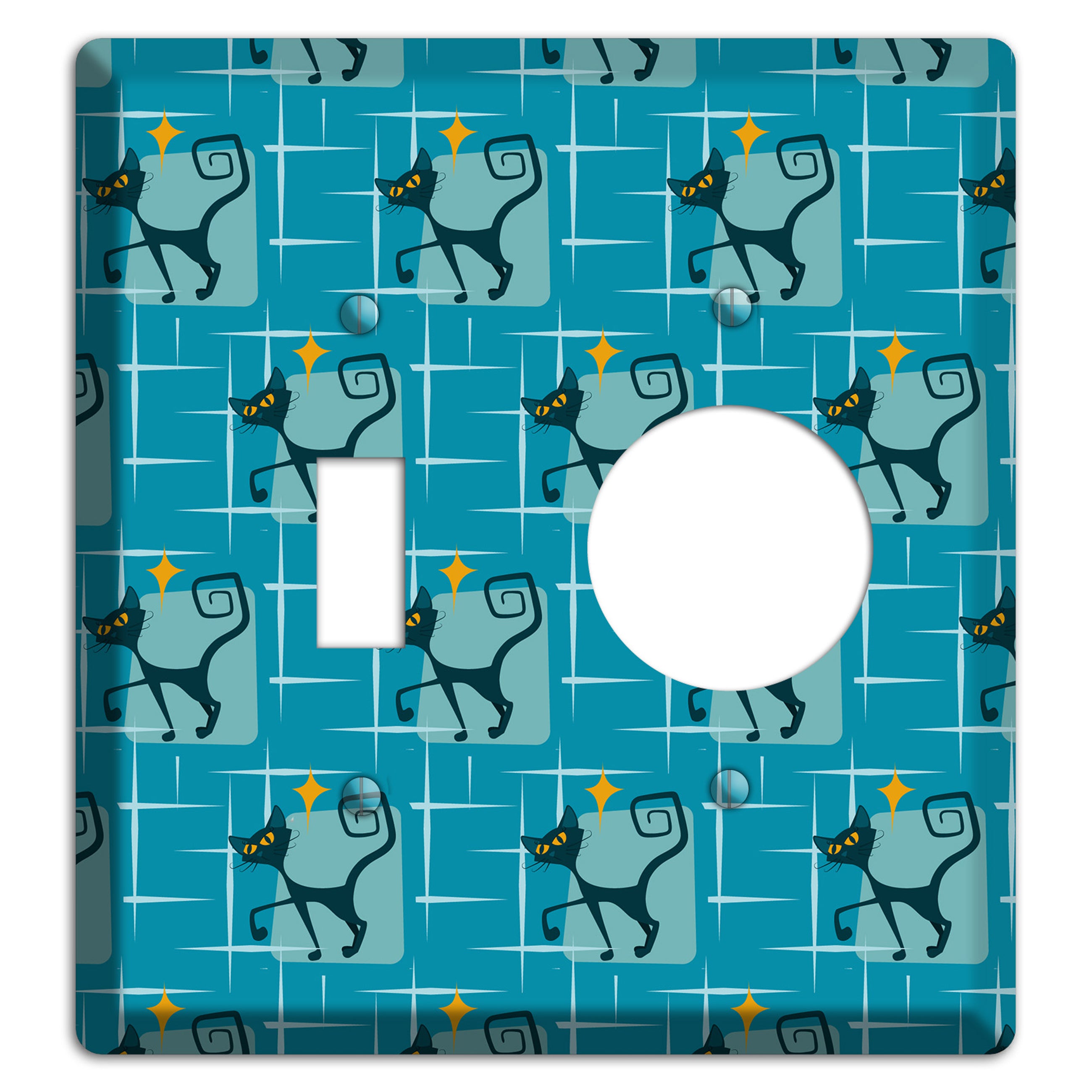 Teal Kitties Toggle / Receptacle Wallplate