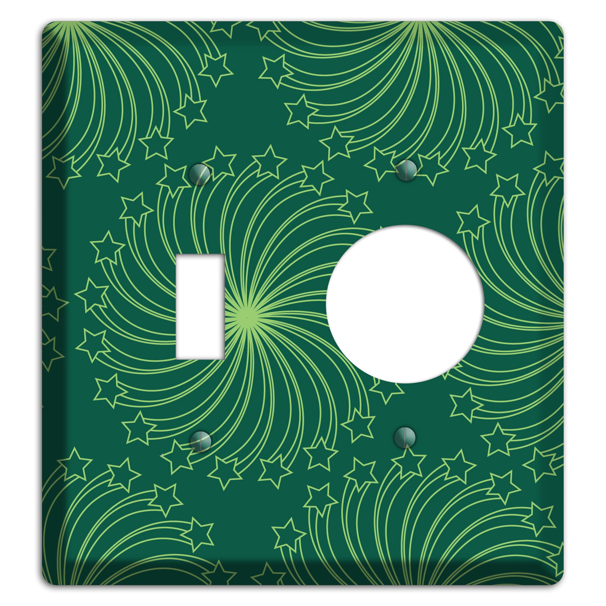 Multi Green Star Swirl Toggle / Receptacle Wallplate
