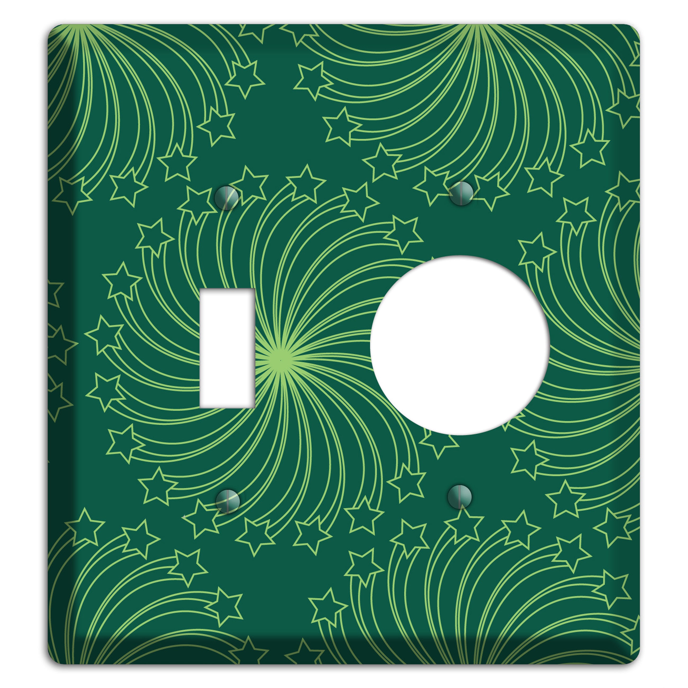 Multi Green Star Swirl Toggle / Receptacle Wallplate