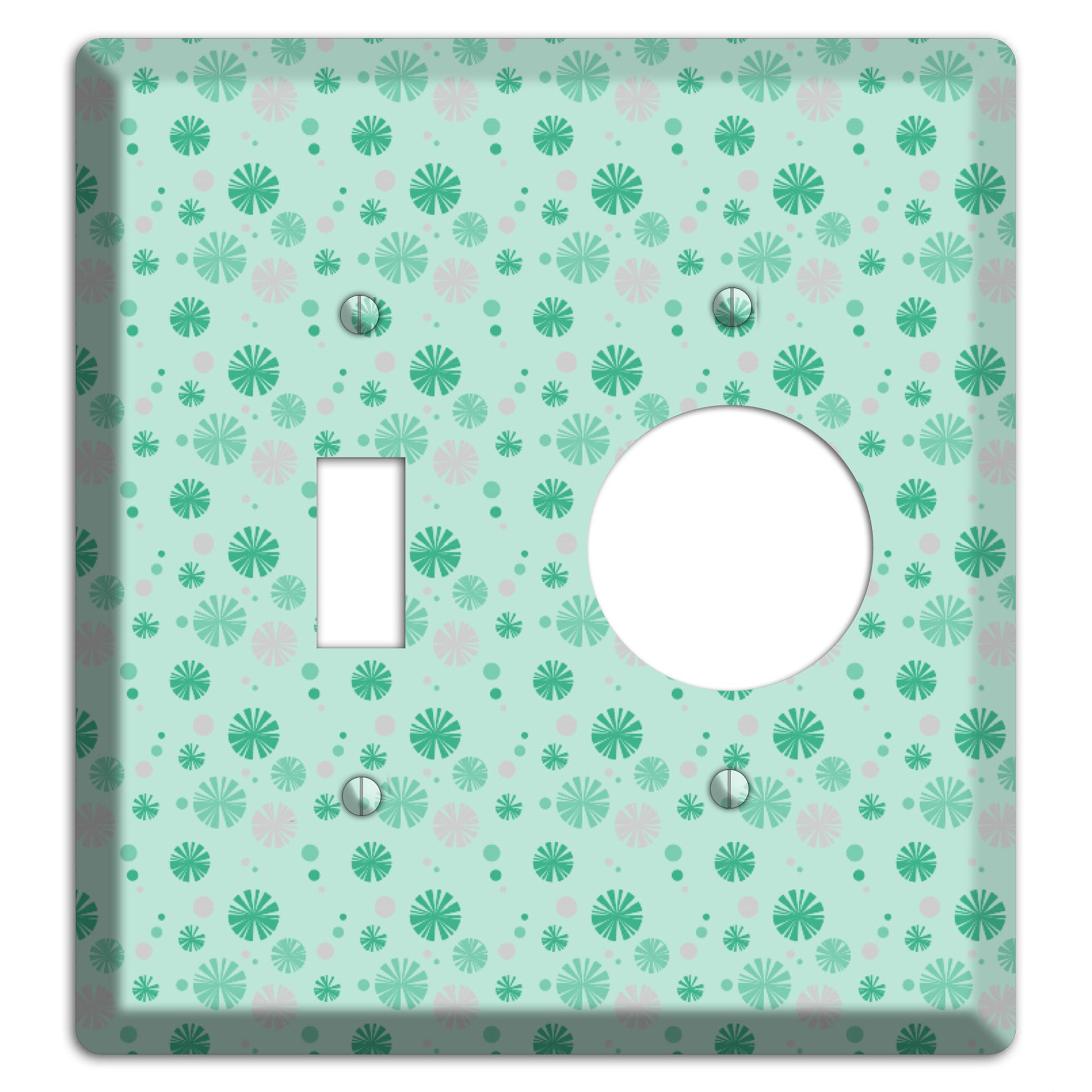Multi Aqua and Grey Retro Burst Toggle / Receptacle Wallplate