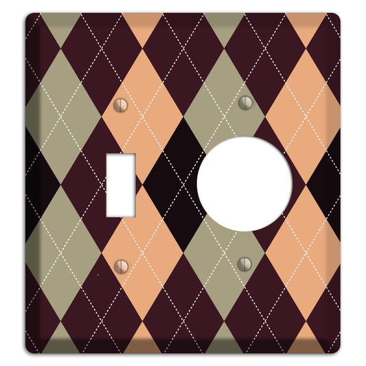 Beige and Brown Argyle Toggle / Receptacle Wallplate