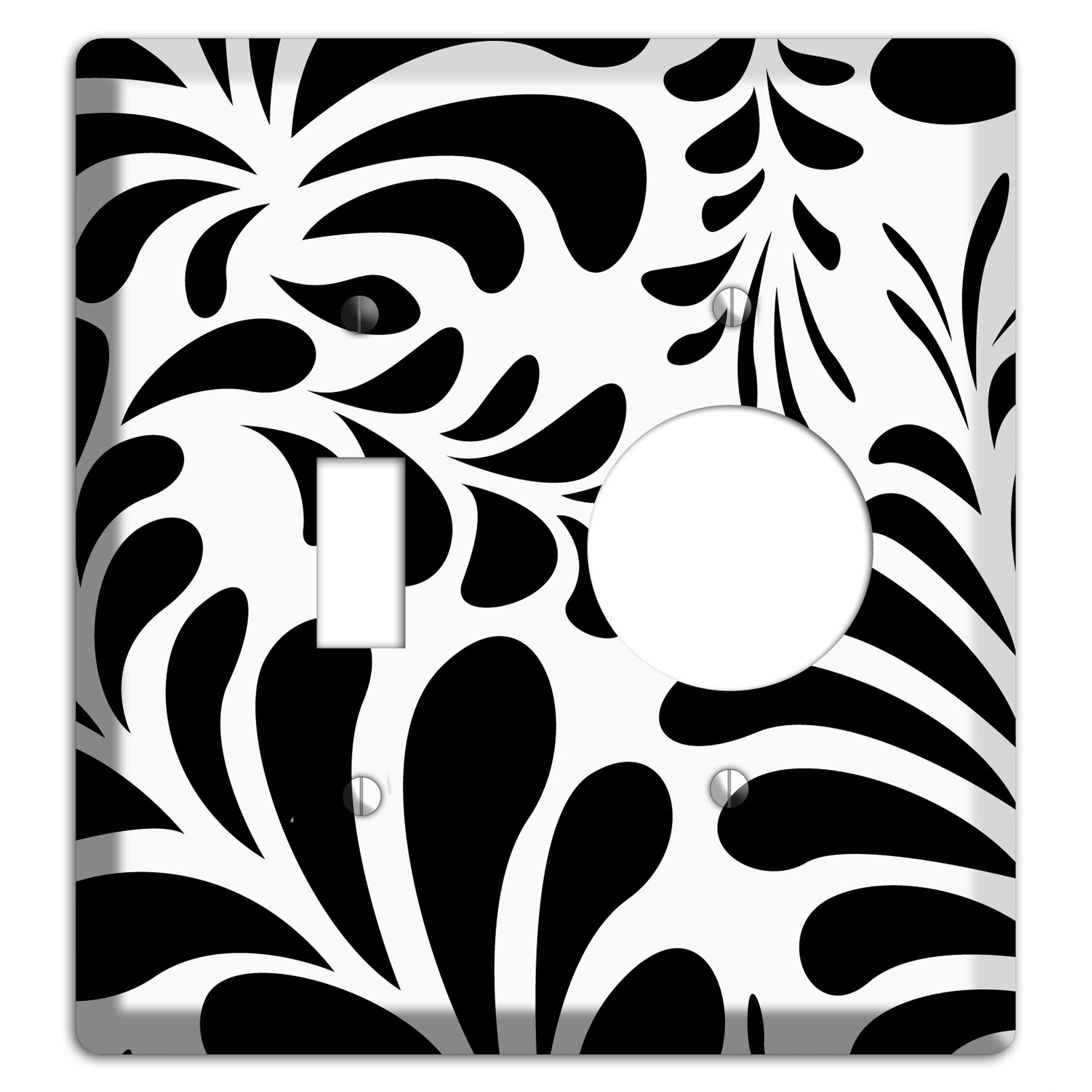 White with Black Herati Toggle / Receptacle Wallplate