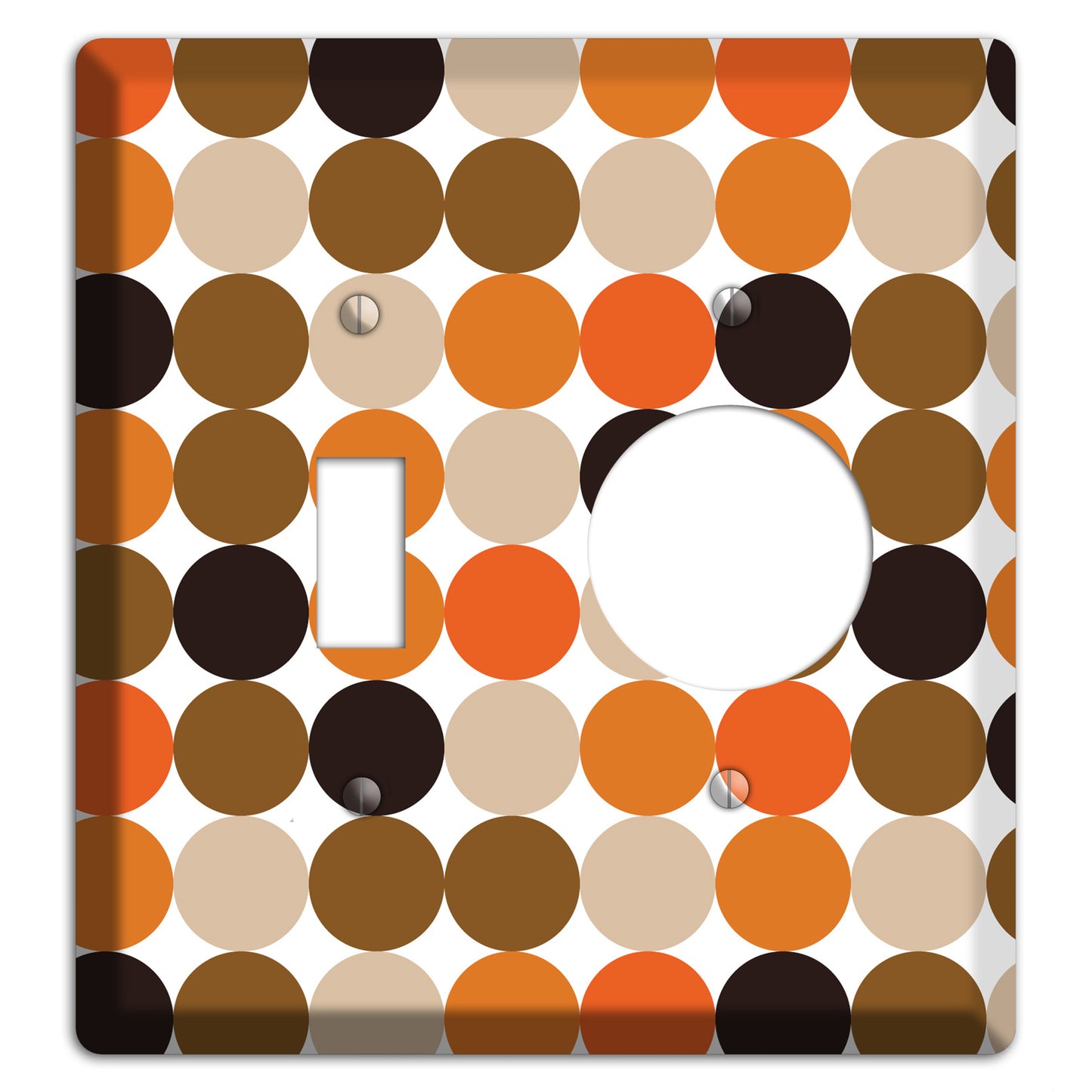 Orange Brown Black Beige Tiled Dots Toggle / Receptacle Wallplate