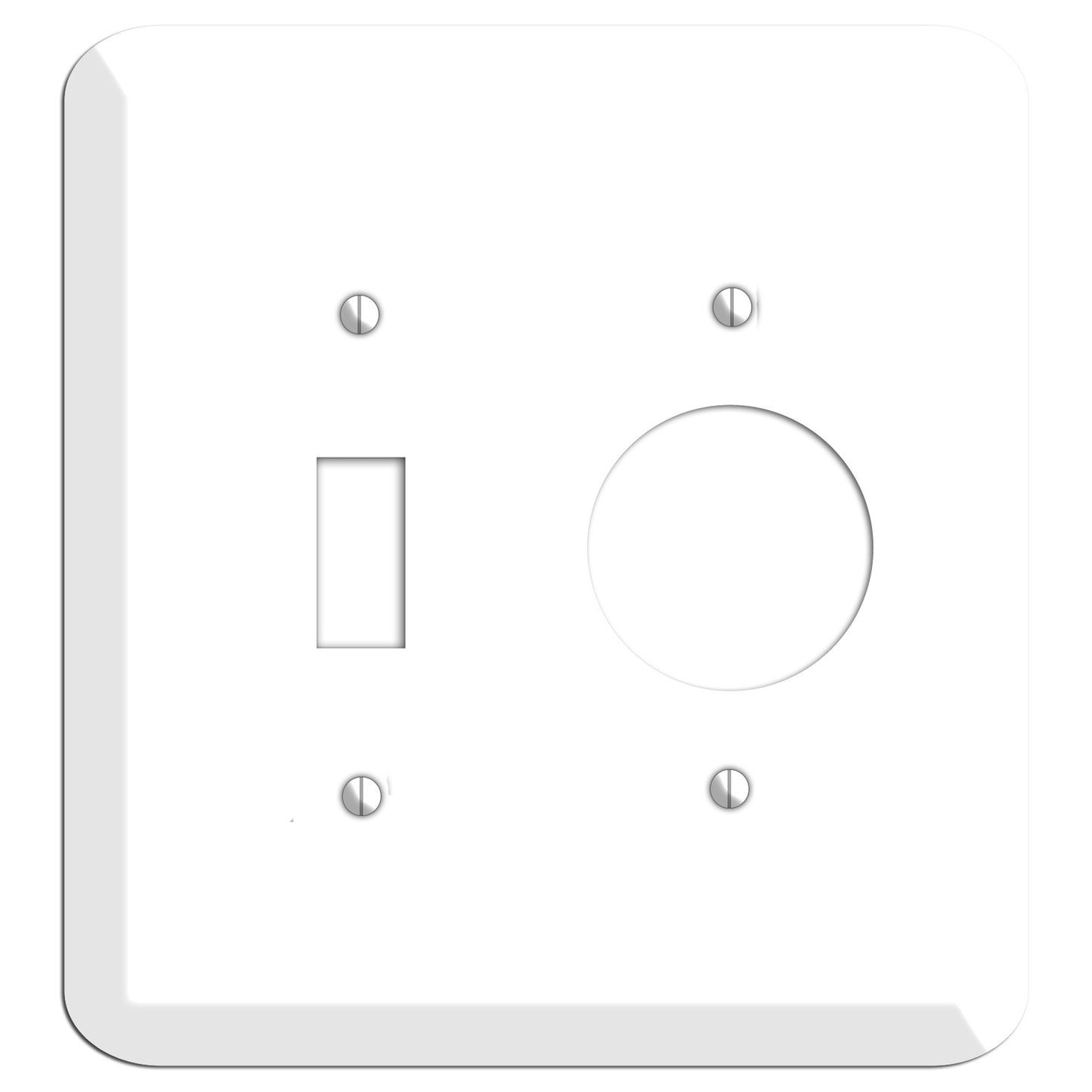 Rounded Corner White Metal Toggle / Receptacle Wallplate