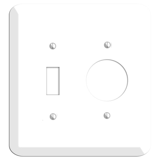 Rounded Corner White Metal Toggle / Receptacle Wallplate