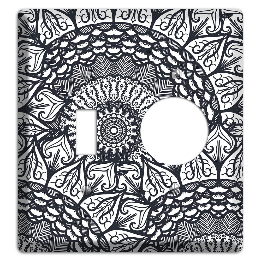 Mandala Black and White Style L Cover Plates Toggle / Receptacle Wallplate