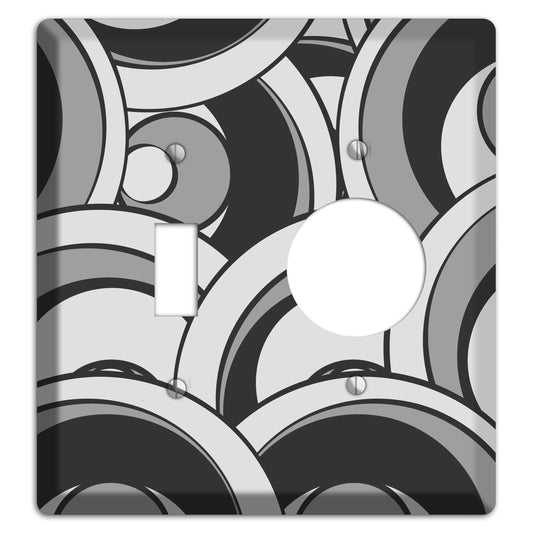 Black and Grey Deco Circles Toggle / Receptacle Wallplate