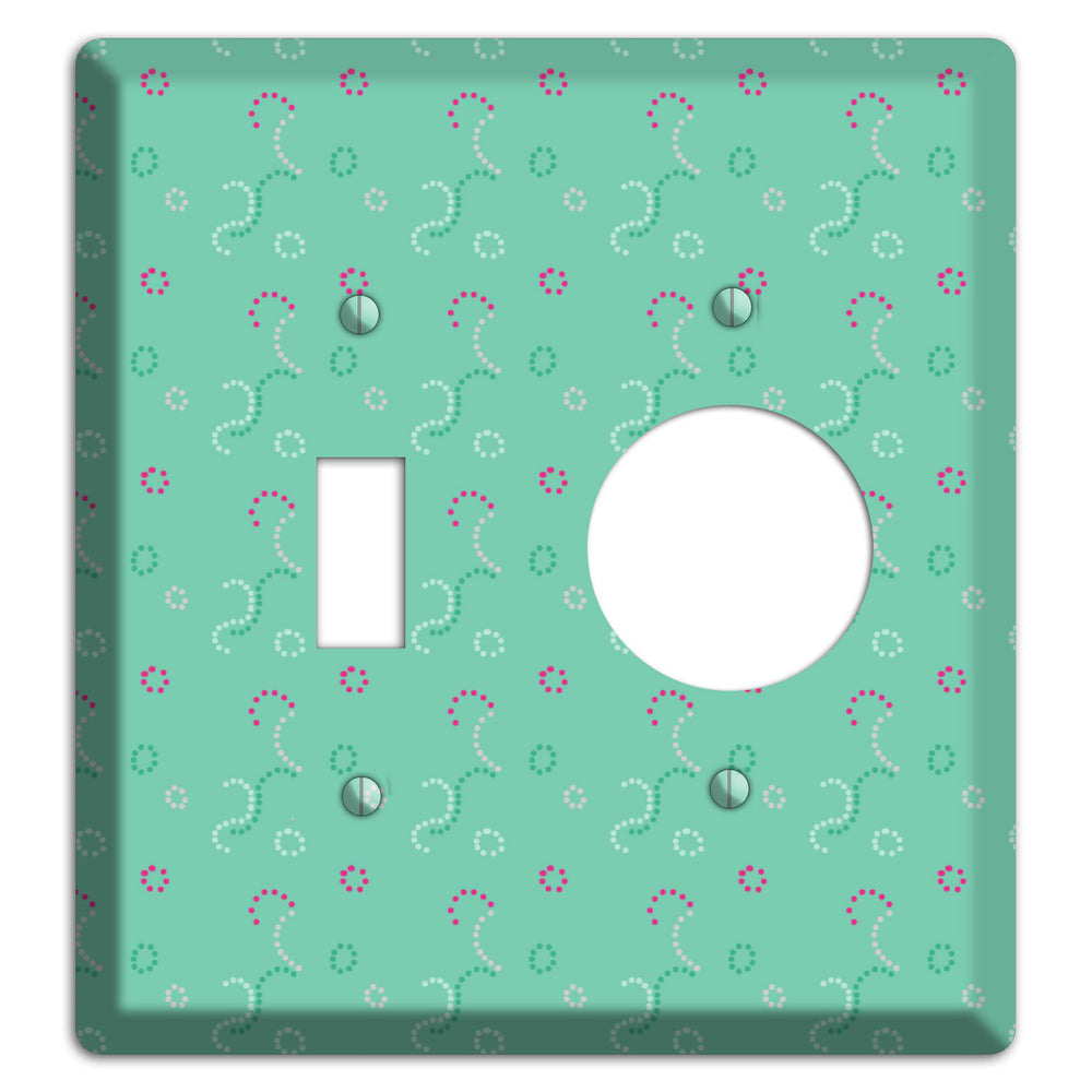Multi Aqua with Fuschia Stipple Toggle / Receptacle Wallplate